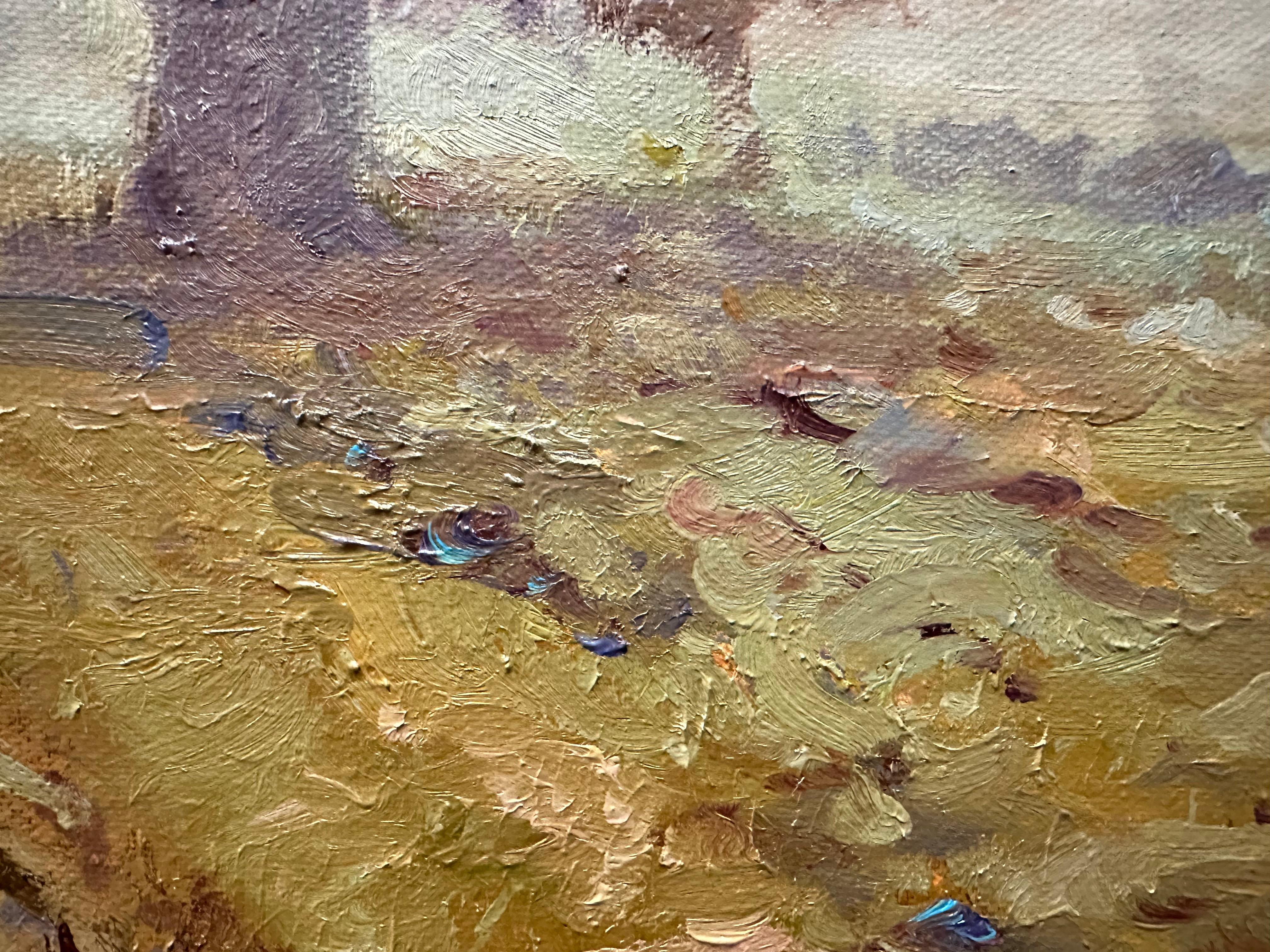 Mañana brumosa - Landscape Painting Marrón de Andrei Belaichuk