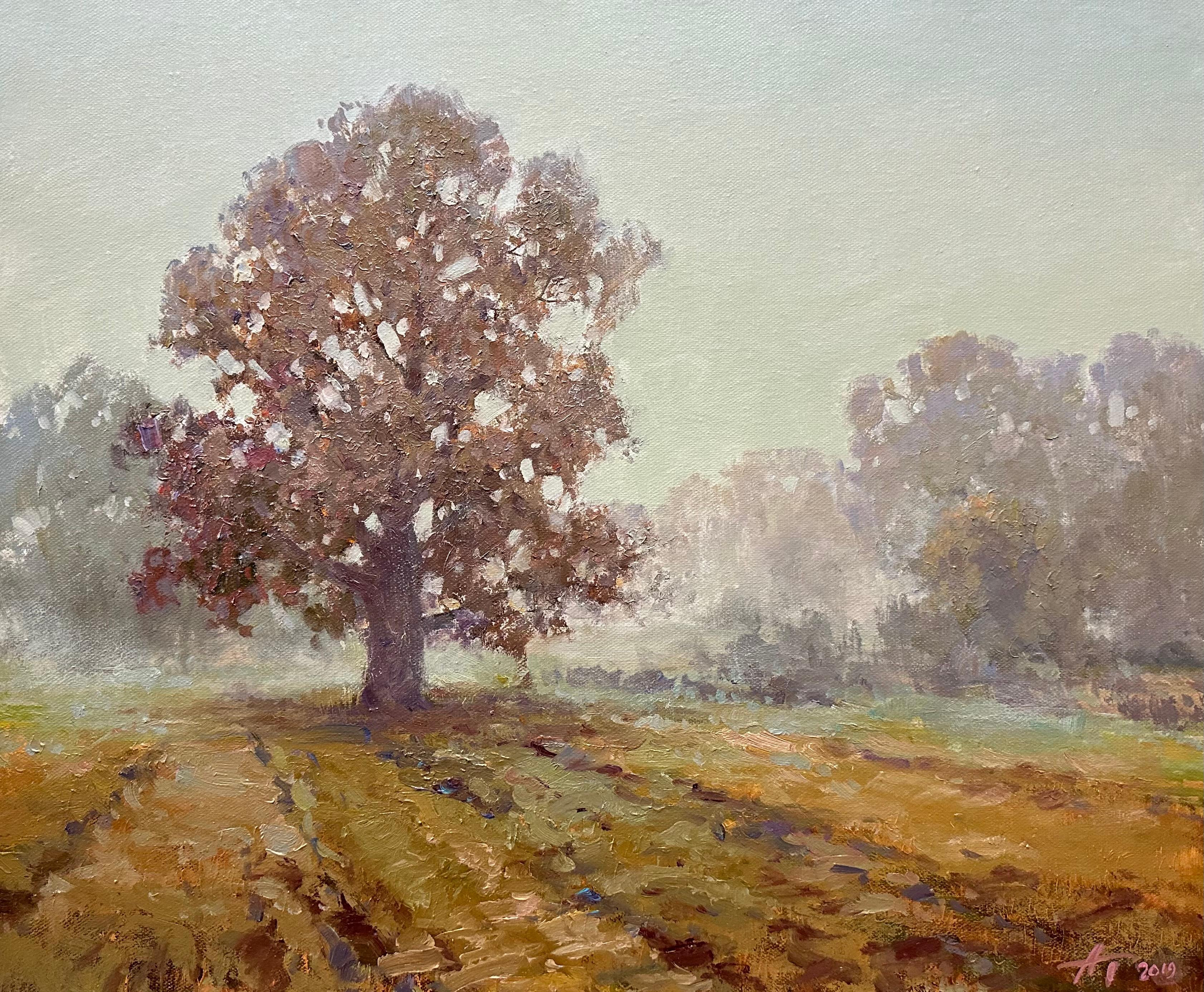 Andrei Belaichuk Landscape Painting – Nebliger Morgen