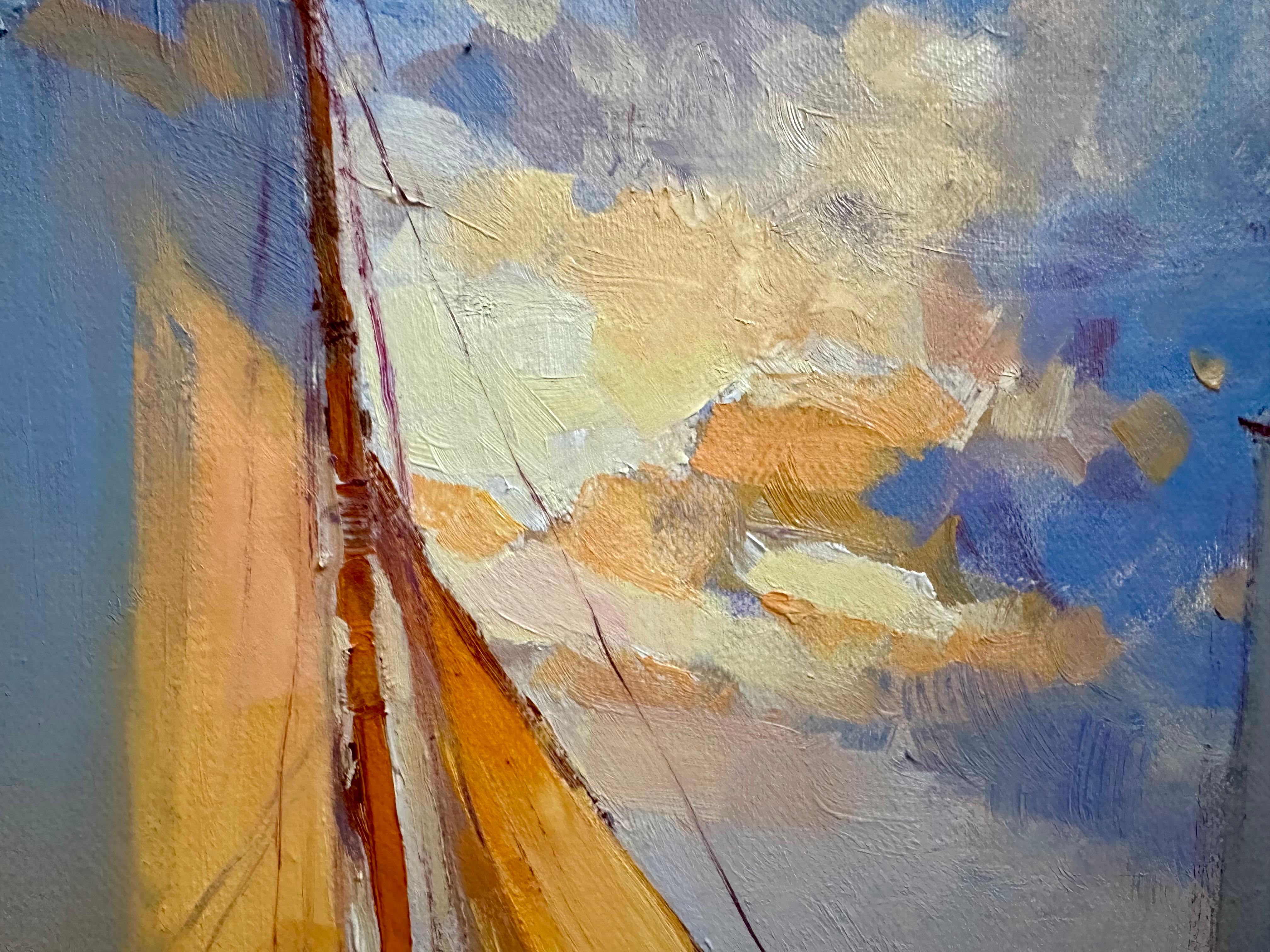 Light Wind in the Sails Original Impressionist Oil Painting by Andrei Belaichuk For Sale 2
