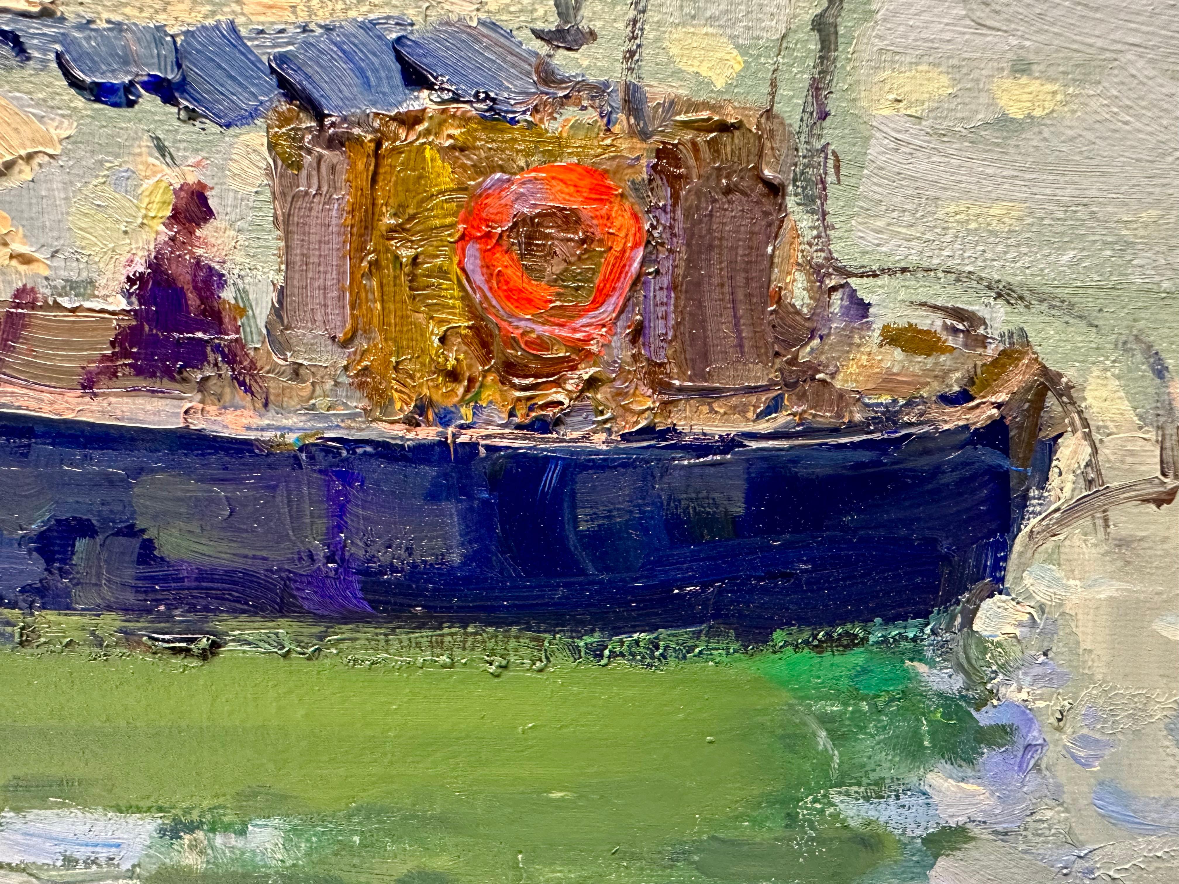 Sea Voyage Original Impressionist Oil Painting with Boat Water Andrei Belaichuk 3