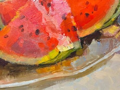 Peinture à l'huile originale Stillife avec melon d'eau par Andrei Belaichuk