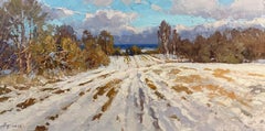 Winter in the Field Original Landscape Oil Painting by Andrei Belaichuk
