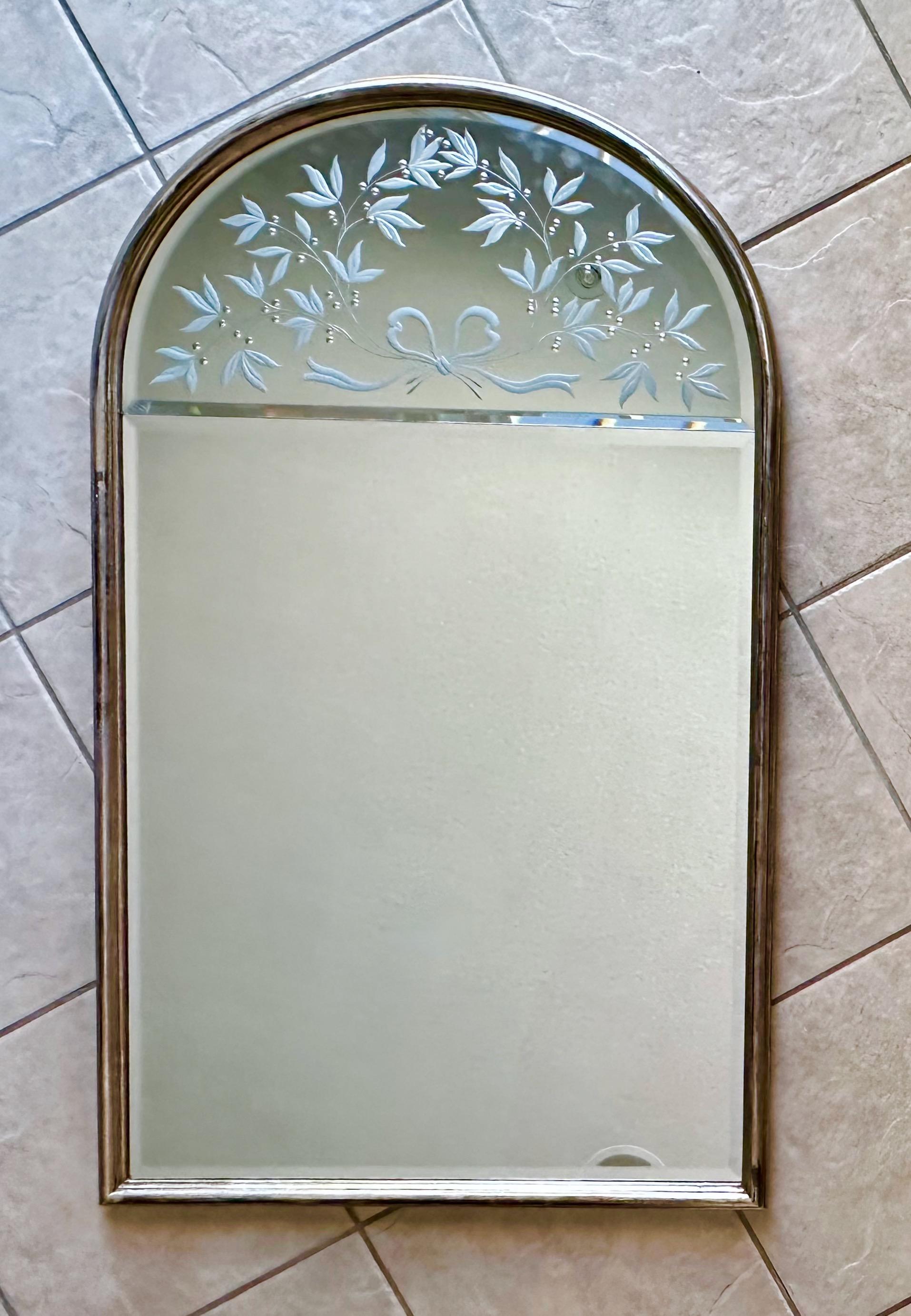 ANDREI ENZO Labarge Italian Etched Arched Wall Mirror For Sale 13