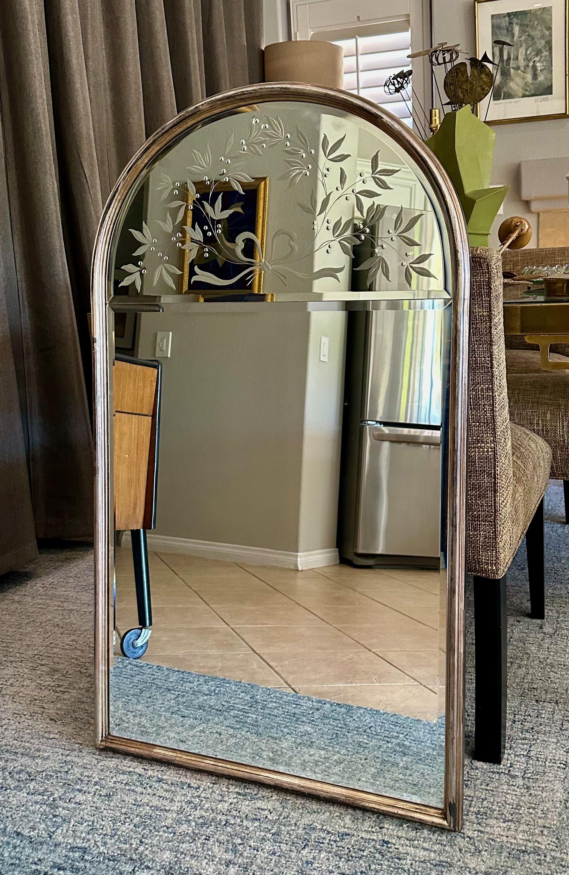 Mid-20th Century ANDREI ENZO Labarge Italian Etched Arched Wall Mirror For Sale