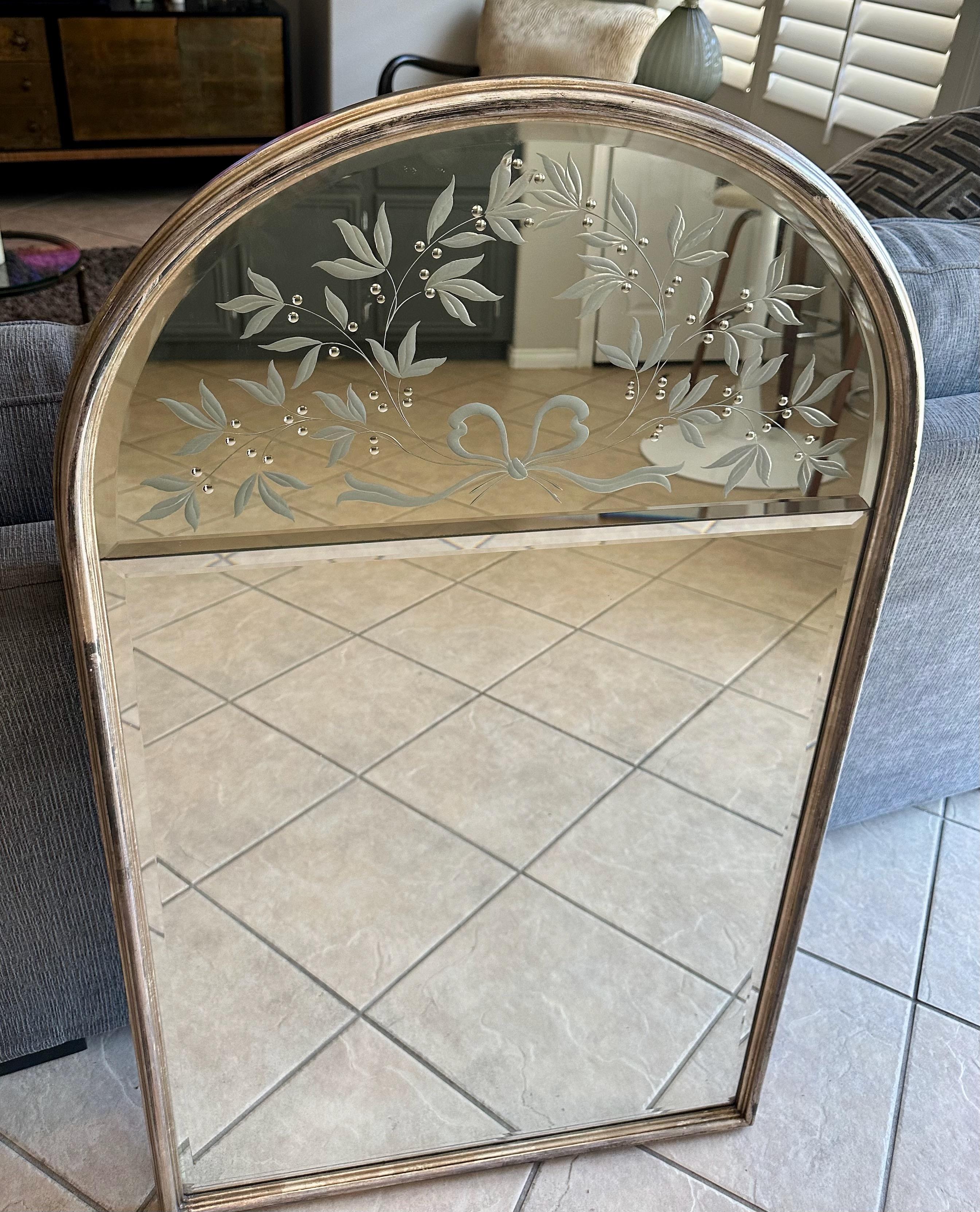 ANDREI ENZO Labarge Italian Etched Arched Wall Mirror For Sale 3
