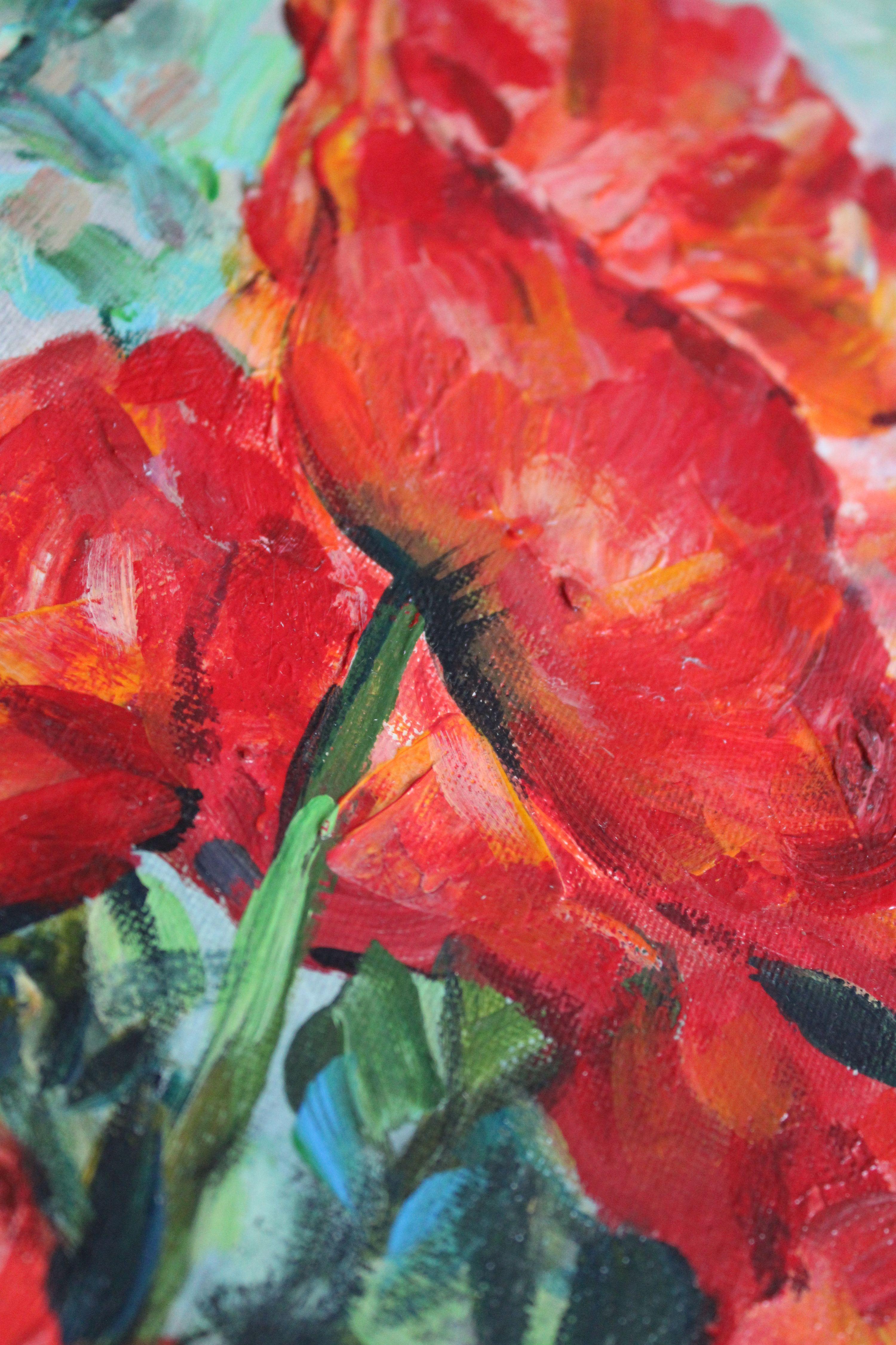 Poppy. Canvas, cardboard, oil, 61x45.5 cm For Sale 4