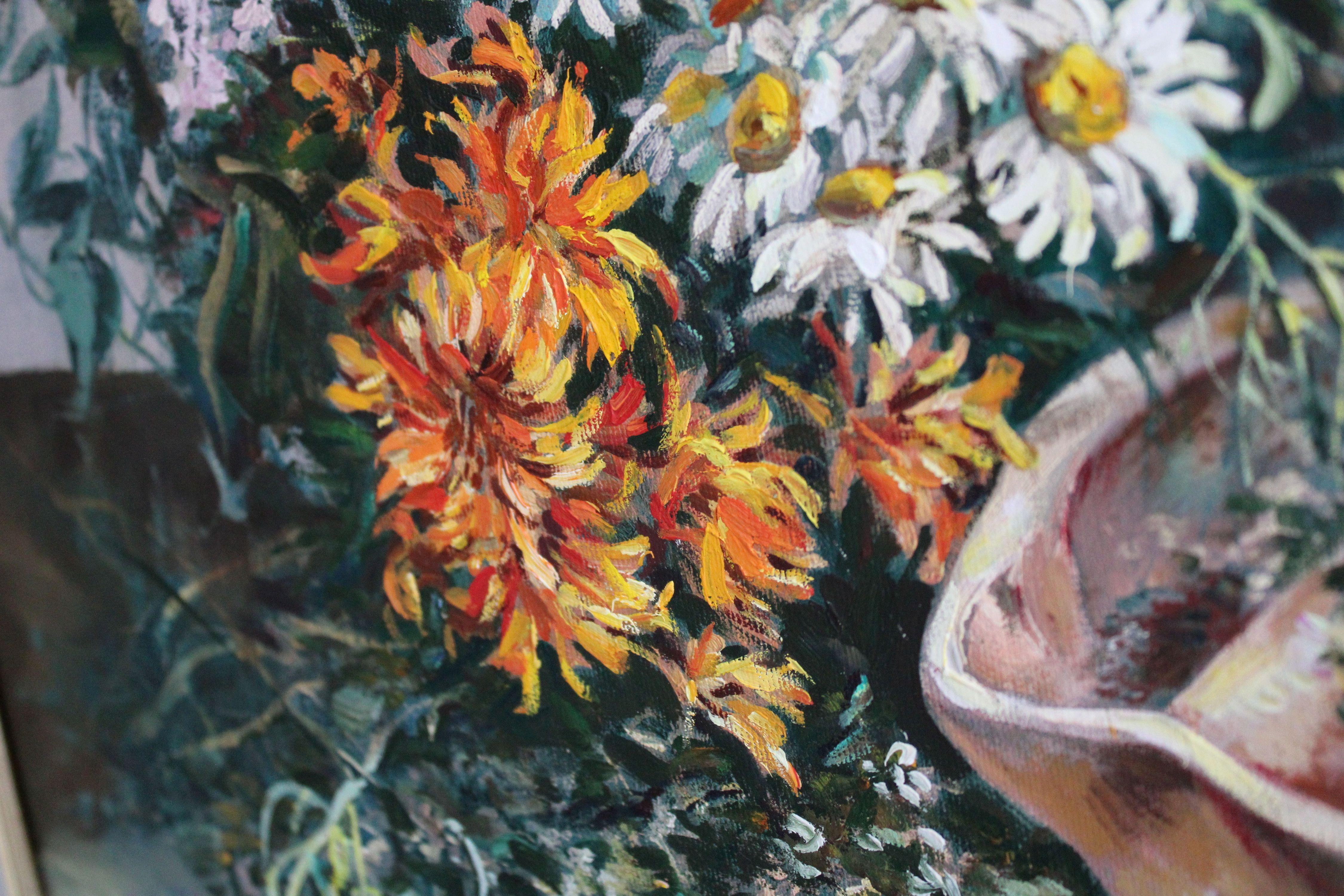 Still life with wildflowers. Oil on canvas, 80.5x60.5 cm For Sale 6