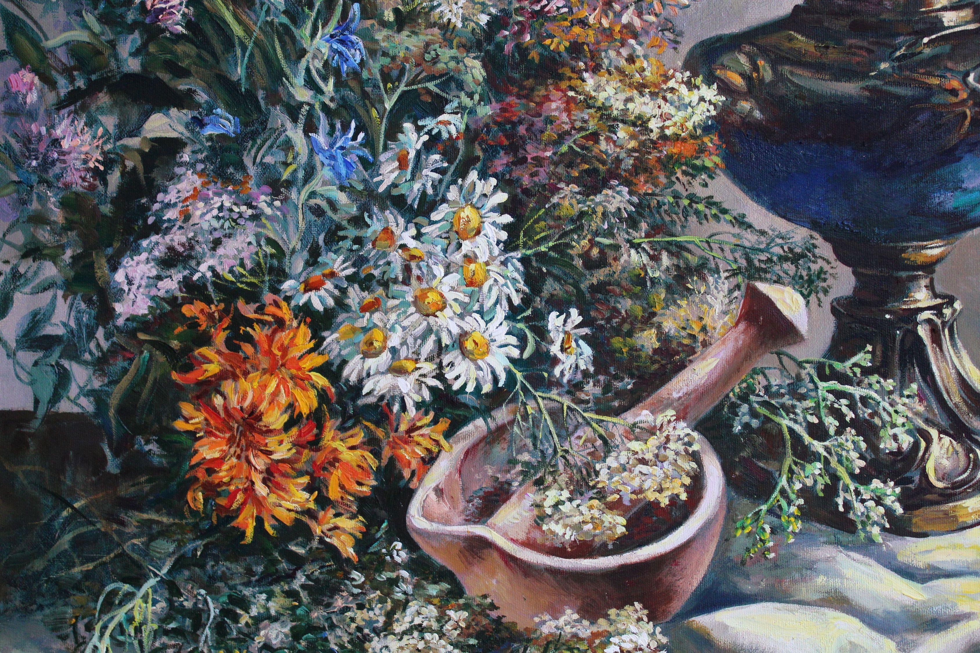 Stilleben mit Wildblumen. Öl auf Leinwand, 80,5x60,5 cm

