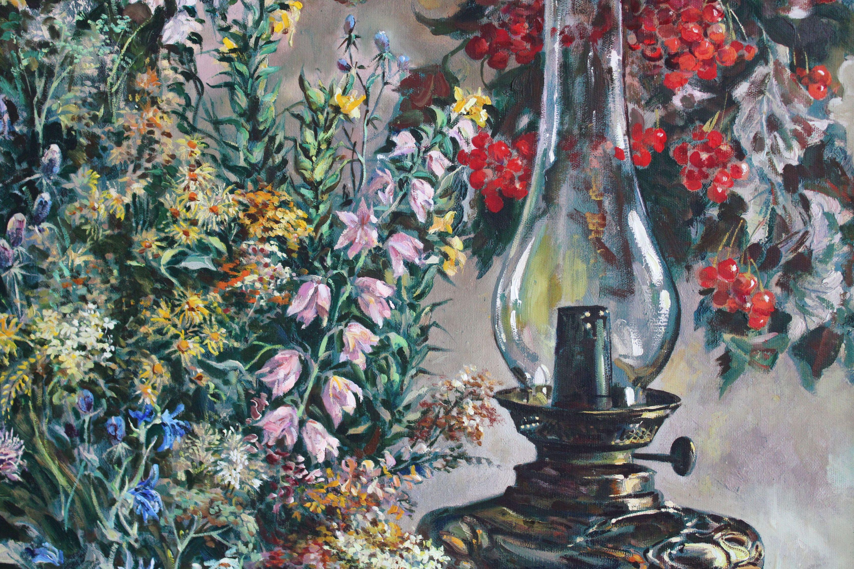 Still life with wildflowers. Oil on canvas, 80.5x60.5 cm For Sale 1