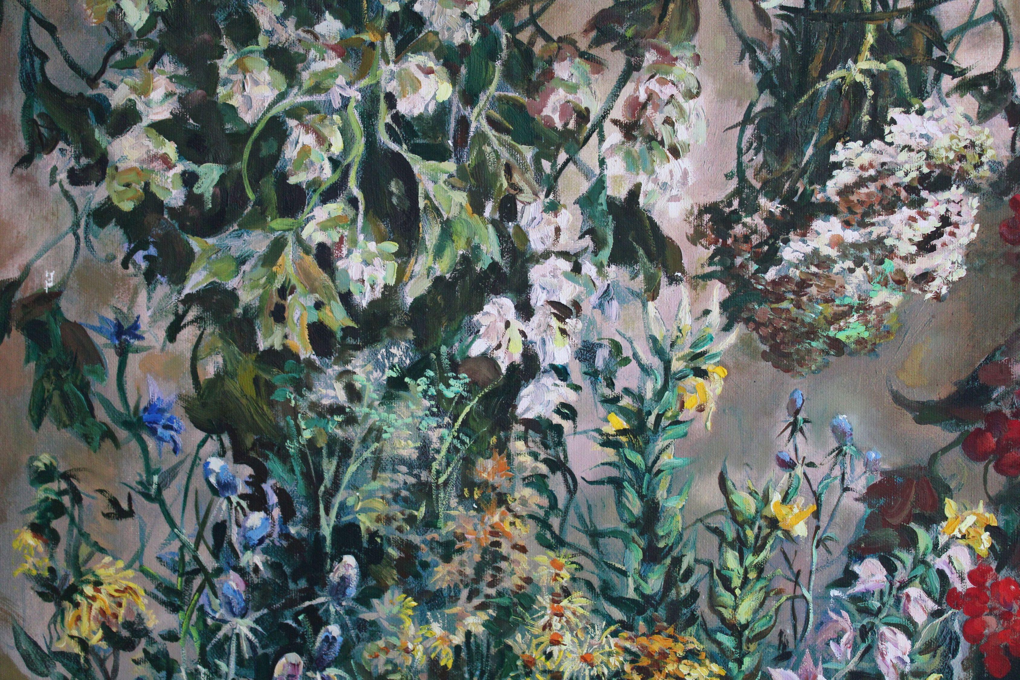 Stilleben mit Wildblumen. Öl auf Leinwand, 80,5x60,5 cm im Angebot 2