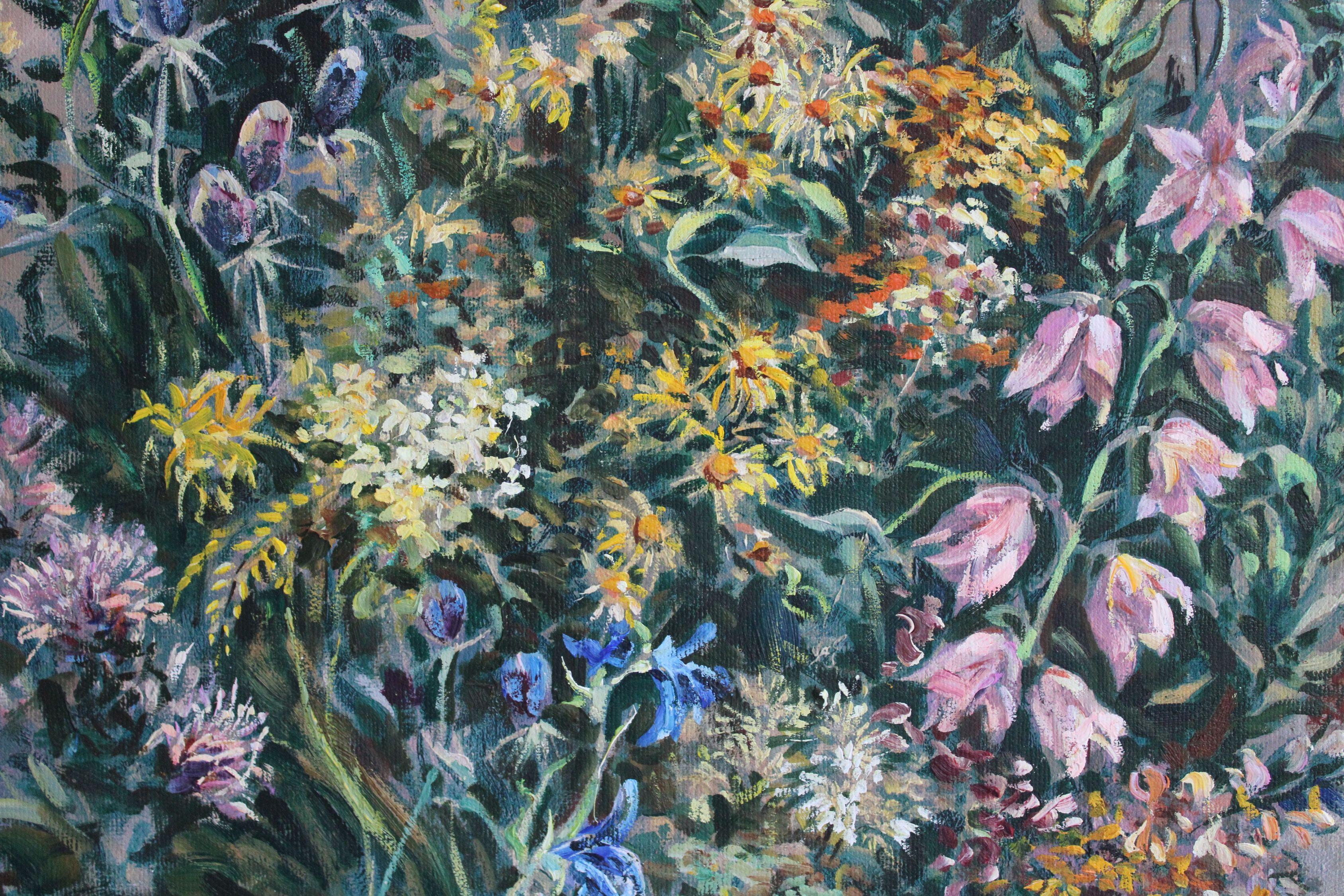 Stilleben mit Wildblumen. Öl auf Leinwand, 80,5x60,5 cm im Angebot 3