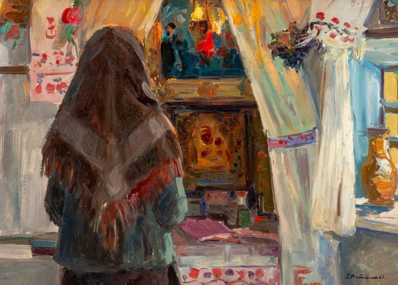 Scène intérieure - Painting de Andrei Illich Potapenko