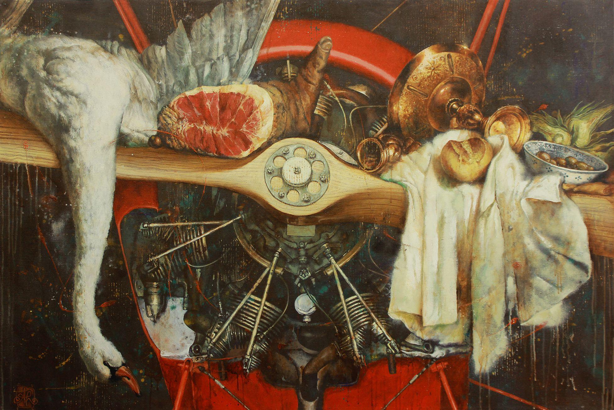 Olandese volante, Pittura, Acrilico su tela - Painting di Andrei Petkevich