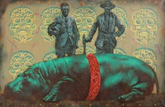 Die eine Hälfte des Hippo, Gemälde, Acryl auf Leinwand