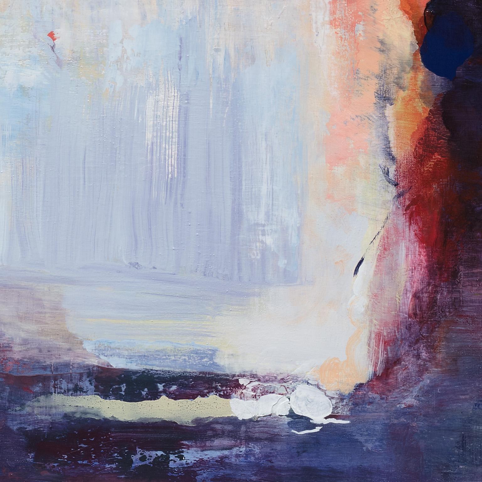 Anatomy of a Sunset - Grande peinture à l'huile abstraite d'un paysage en bleu - Painting de Andrei Petrov