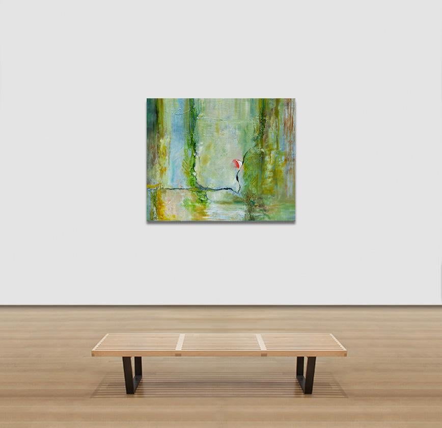 Ancient Aperture - Green Abstract Landscape Painting on Canvas For Sale 1