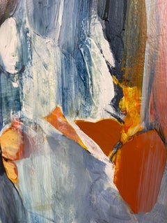 FAVORABLE CONDITIONS - Large abstract painting in marigold, white and blue