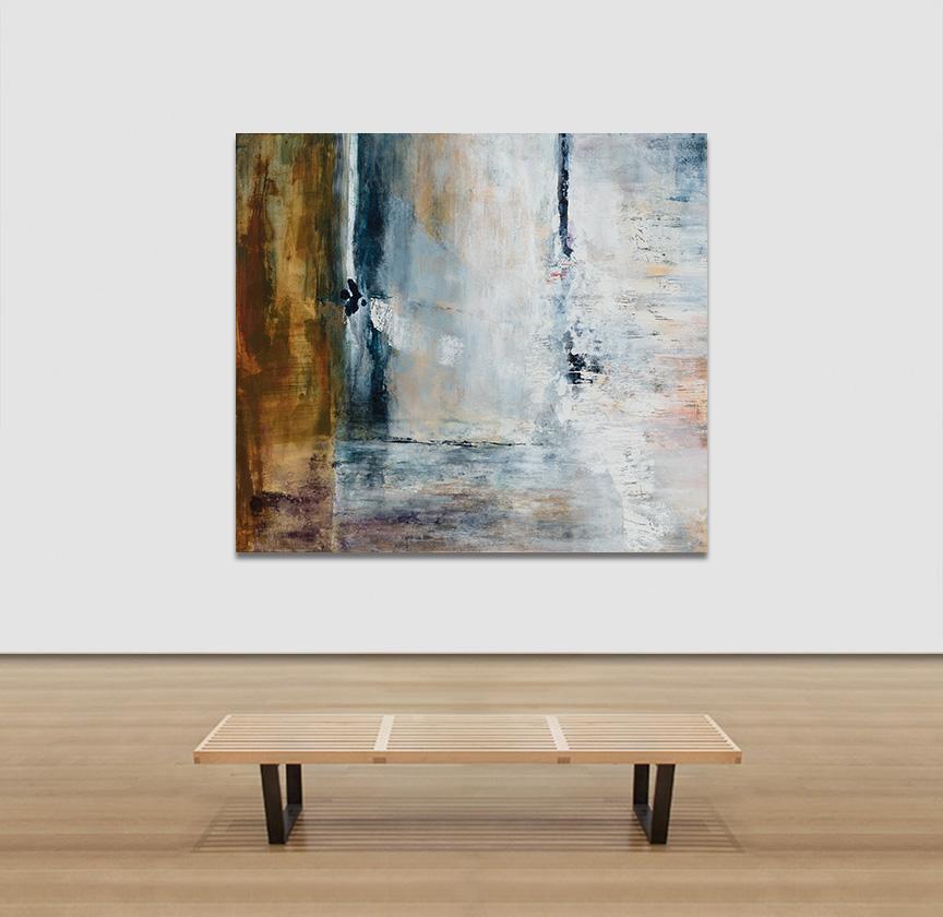 Favorable Conditions - Large Abstract Painting with Blue and Brown Colors 2
