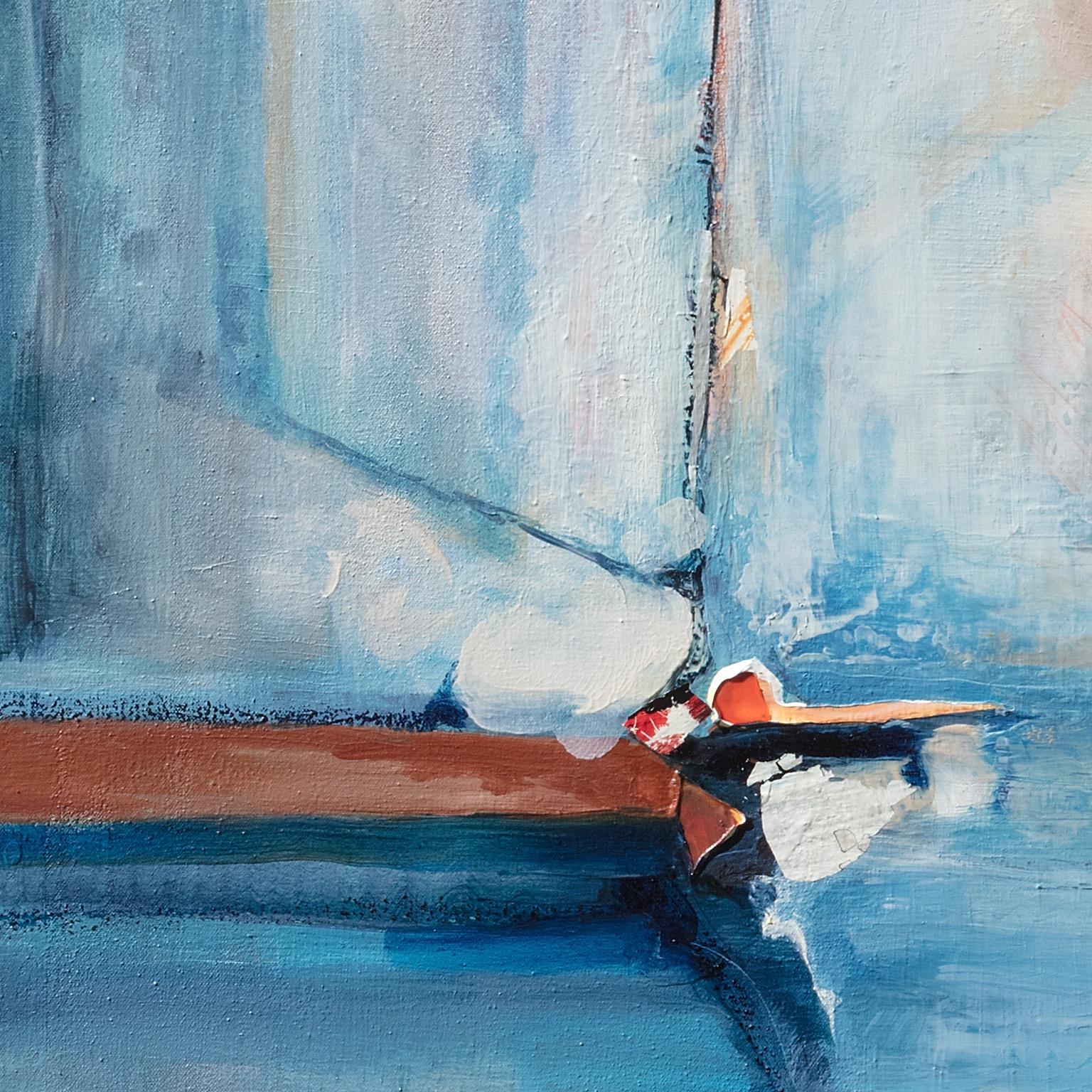 Unire gli interessi - Arte astratta, tavolozza di colori blu, tela strutturata - Painting Astratto di Andrei Petrov