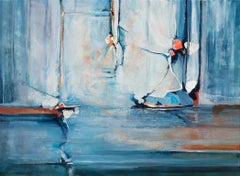 Unire gli interessi - Arte astratta, tavolozza di colori blu, tela strutturata