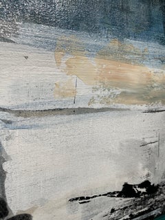 MOUNTAIN TIME - Large abstract landscape painting in blue and grey