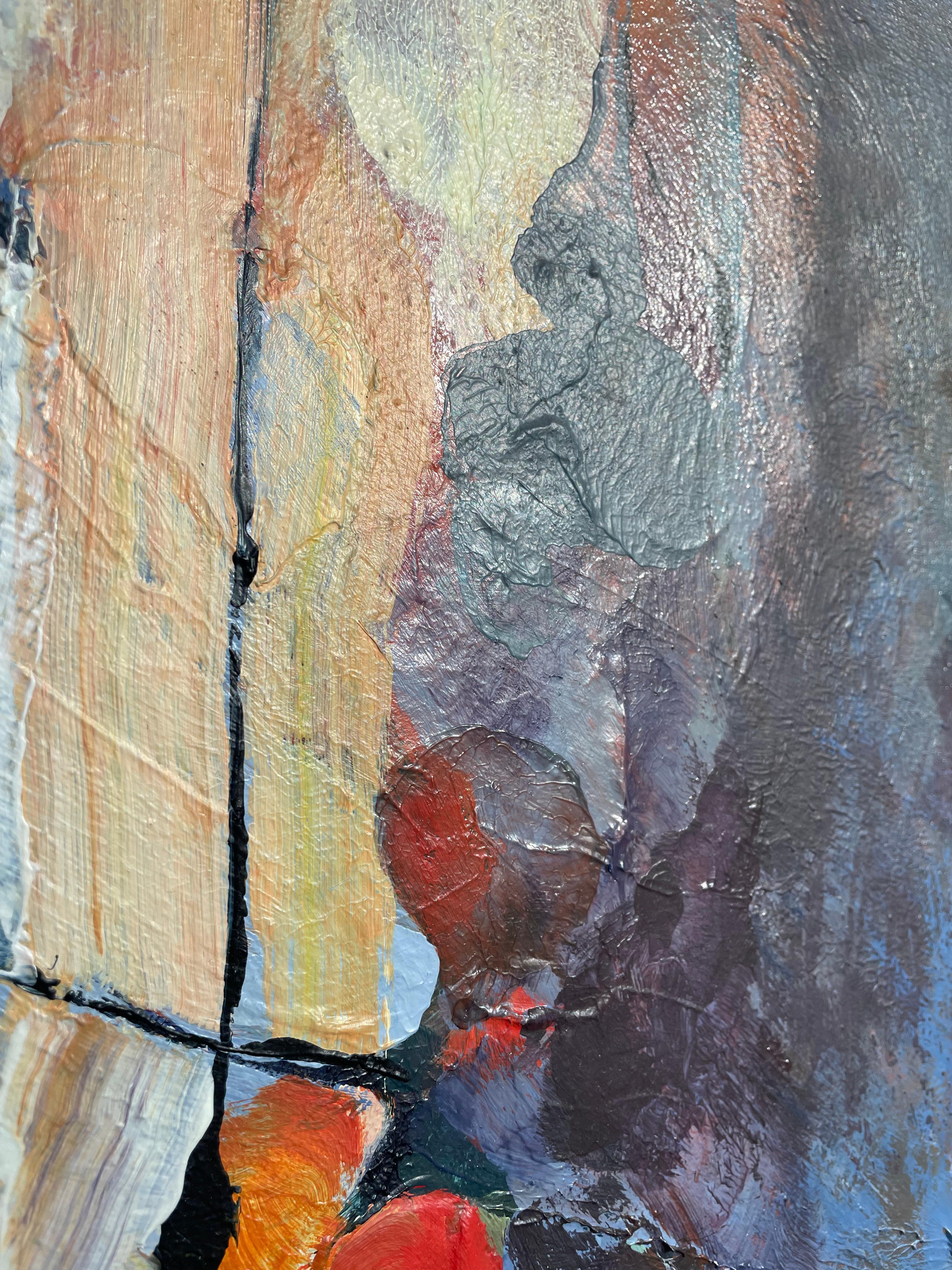 REALM OF POSSIBILIties – großes abstraktes Gemälde mit gestischen Elementen (Grau), Abstract Painting, von Andrei Petrov
