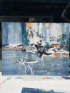 SWOOP - Small gestural abstract painting