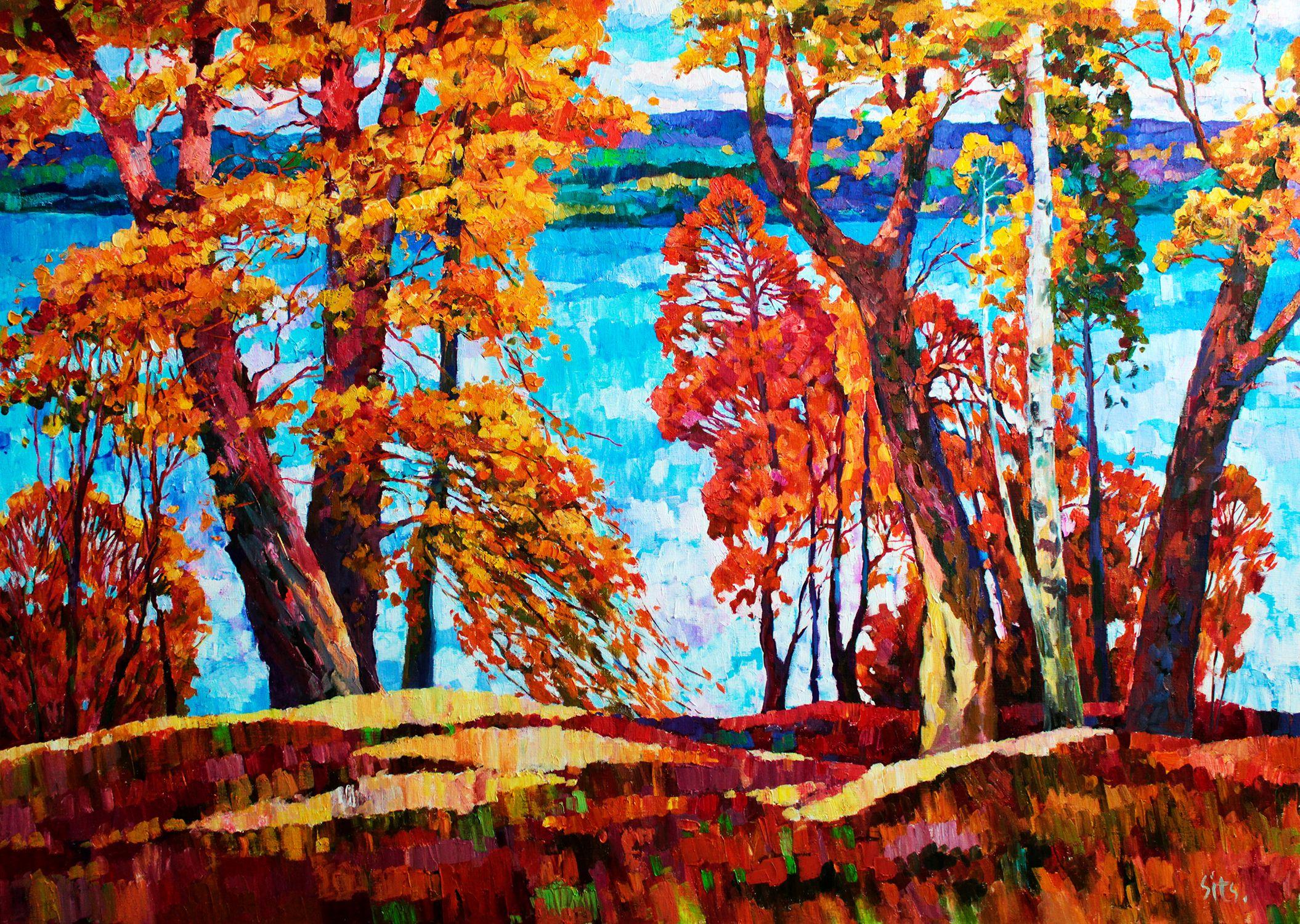 In this painting, I sought to capture the fiery essence of autumn, blending impressionism with fine art realism to evoke the deep, transient beauty of nature. Each stroke of my brush brought to life the rich, vivid hues of the leaves, contrasted