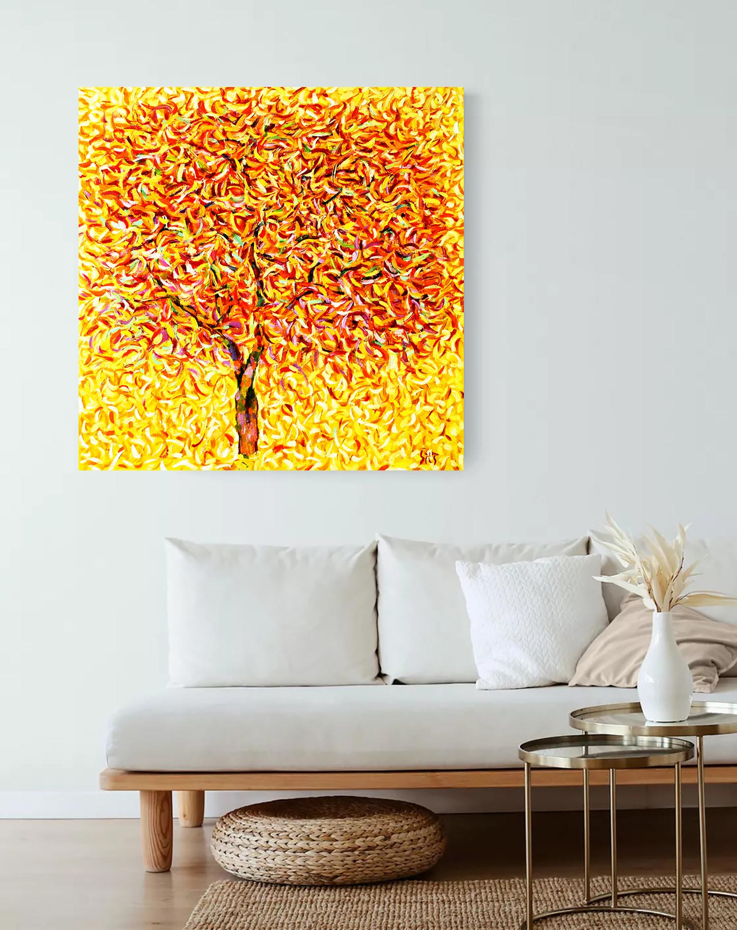 Albero di mele II. Serie astratta. - Painting Espressionismo astratto di Andrei Sitsko