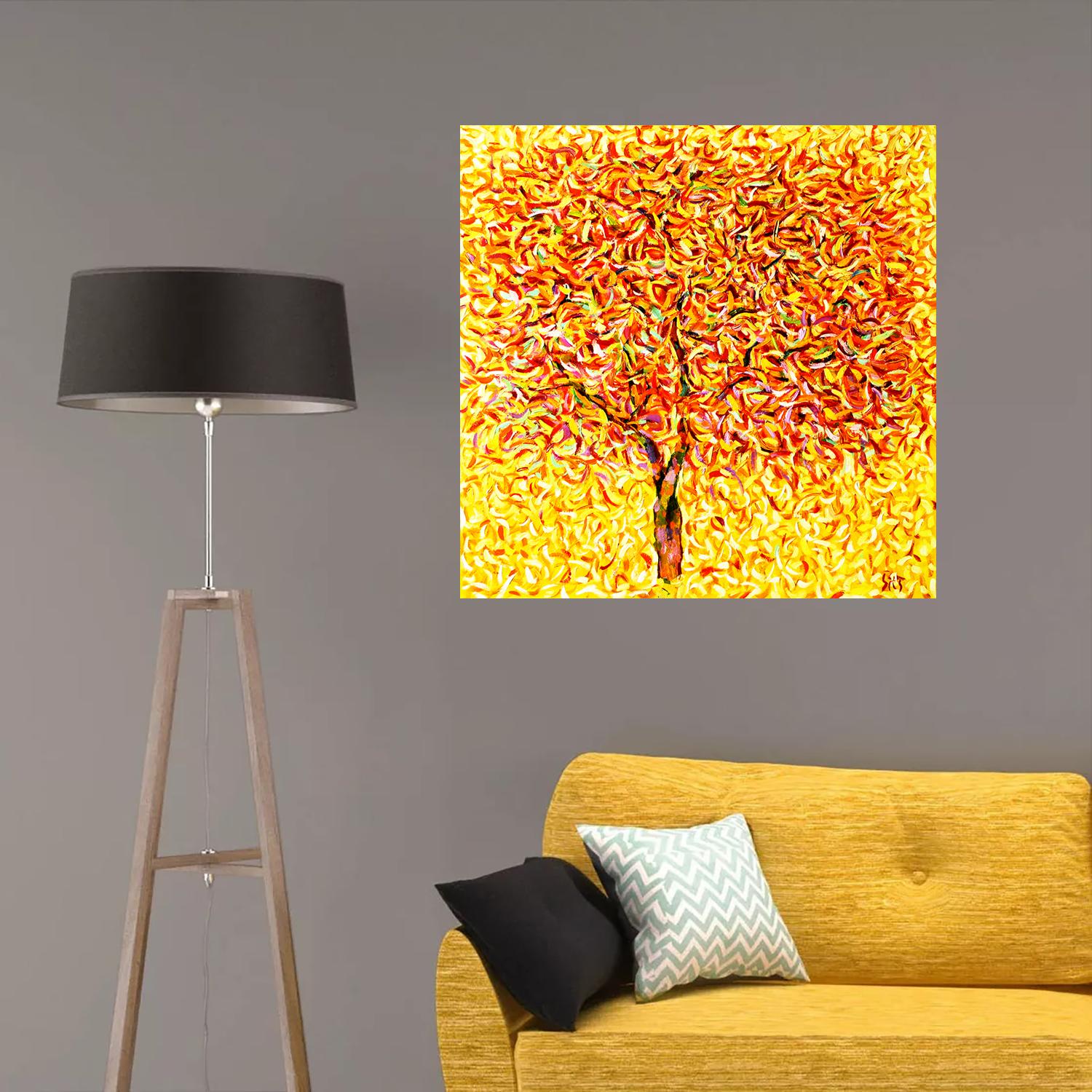 Albero di mele II. Serie astratta. - Landscape Painting Arancia di Andrei Sitsko