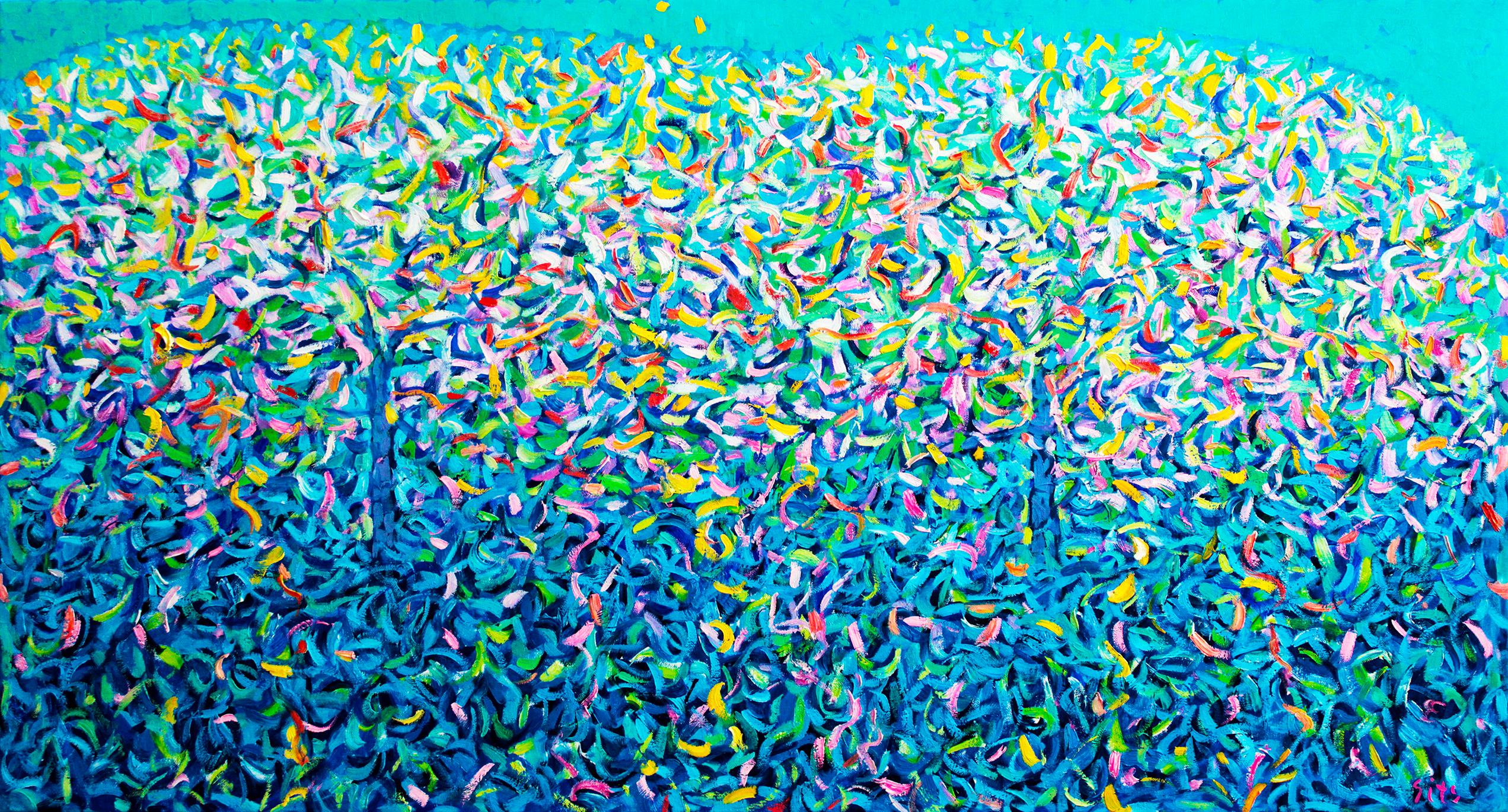 Apfelbäume. Abstrakte Serien. (Blau), Abstract Painting, von Andrei Sitsko