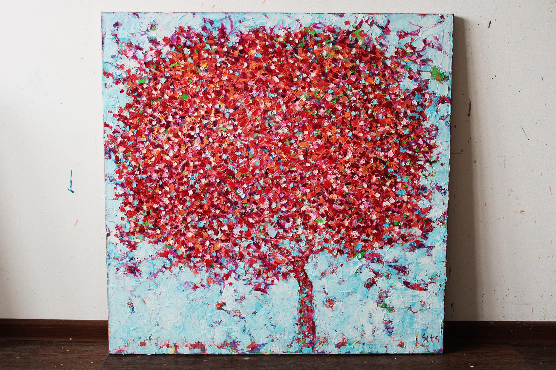 Automne dans le jardin - Rose Abstract Painting par Andrei Sitsko