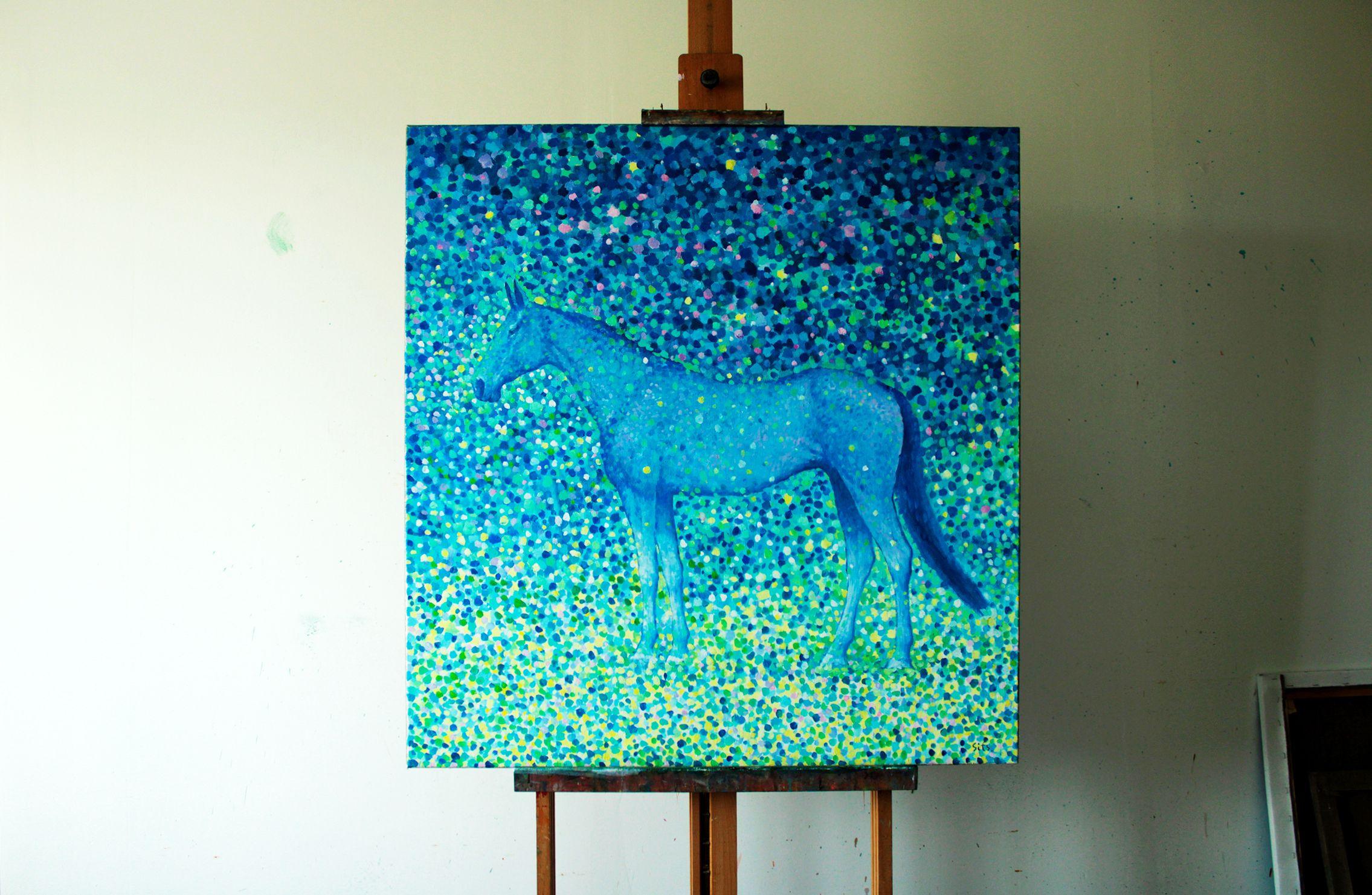 Blaues Licht, Gemälde, Öl auf Leinwand (Art déco), Painting, von Andrei Sitsko