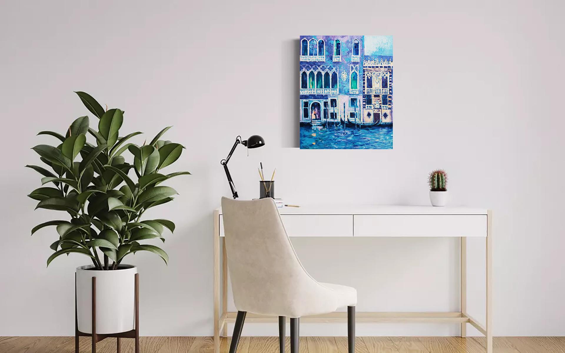 Venezia blu. Serie Paesaggio. - Painting Espressionismo astratto di Andrei Sitsko
