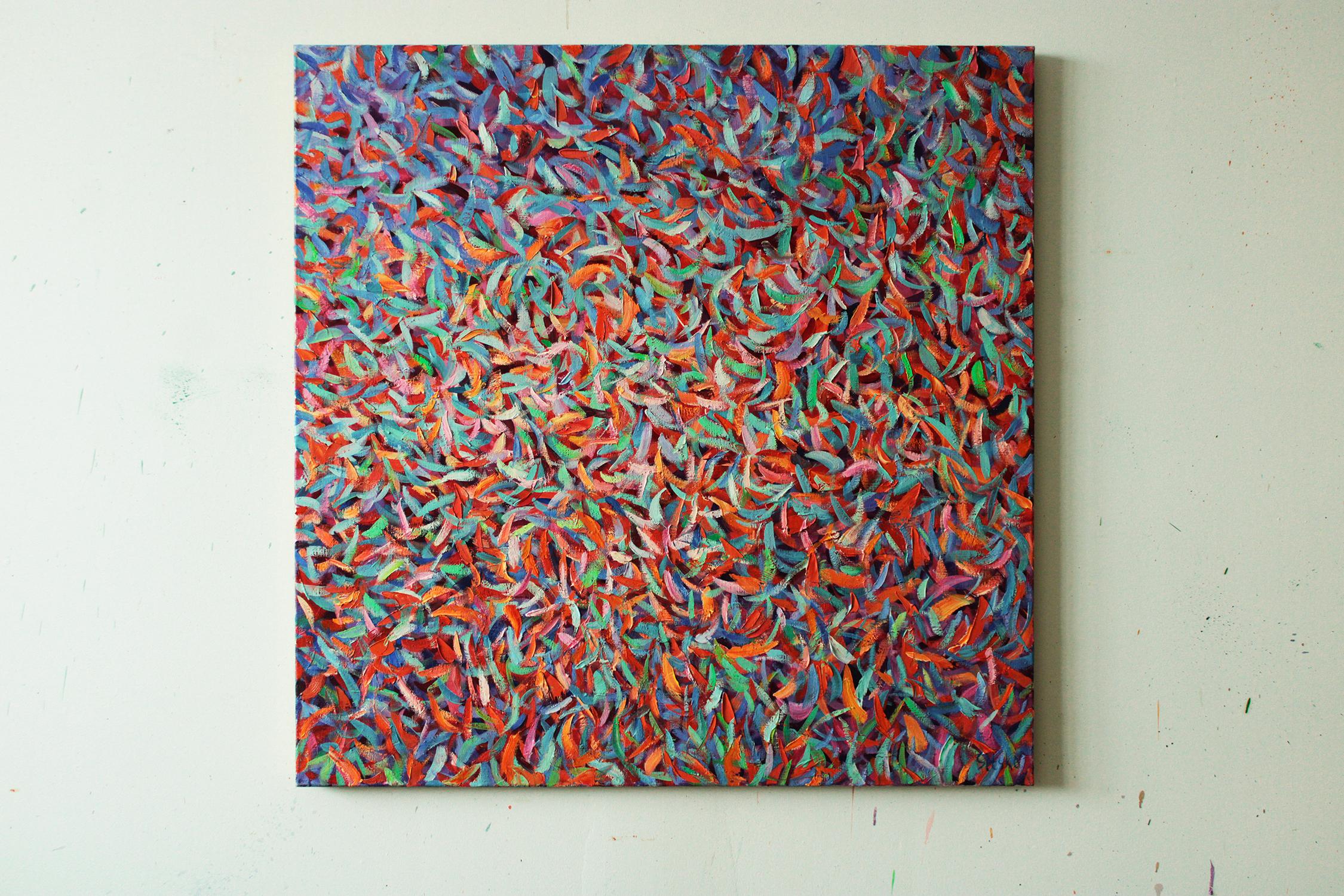 Quadro originale, ispirato alle sensazioni estive, Andrei Sitsko ha dipinto un quadro con colori verdi, gialli, arancioni, rossi, magenta, rosa, blu e bianchi sulla sua tavolozza che ha un carattere vivace e rilassato. Caratterizzato da molti