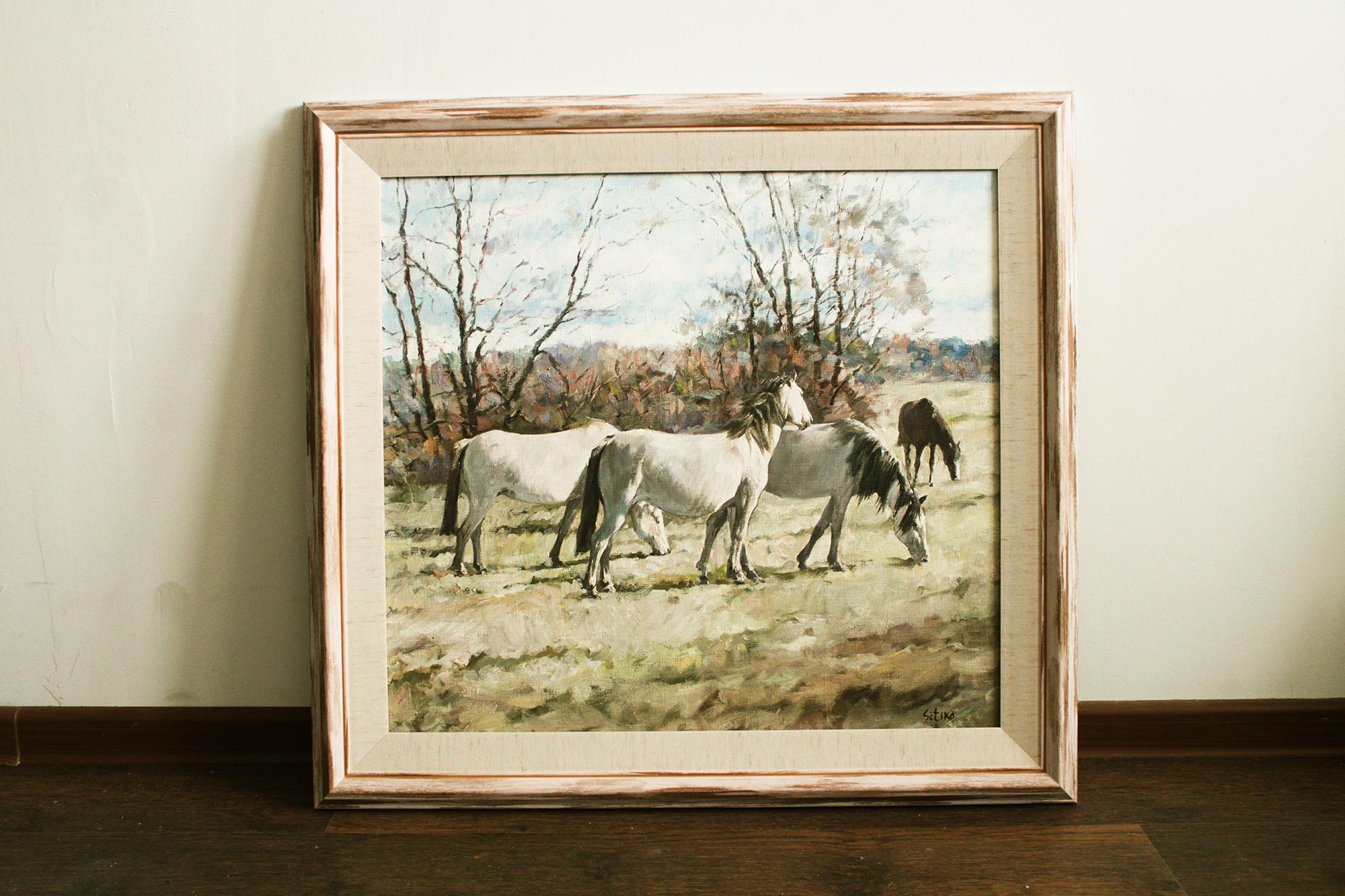 La vie à la campagne II - Marron Animal Painting par Andrei Sitsko