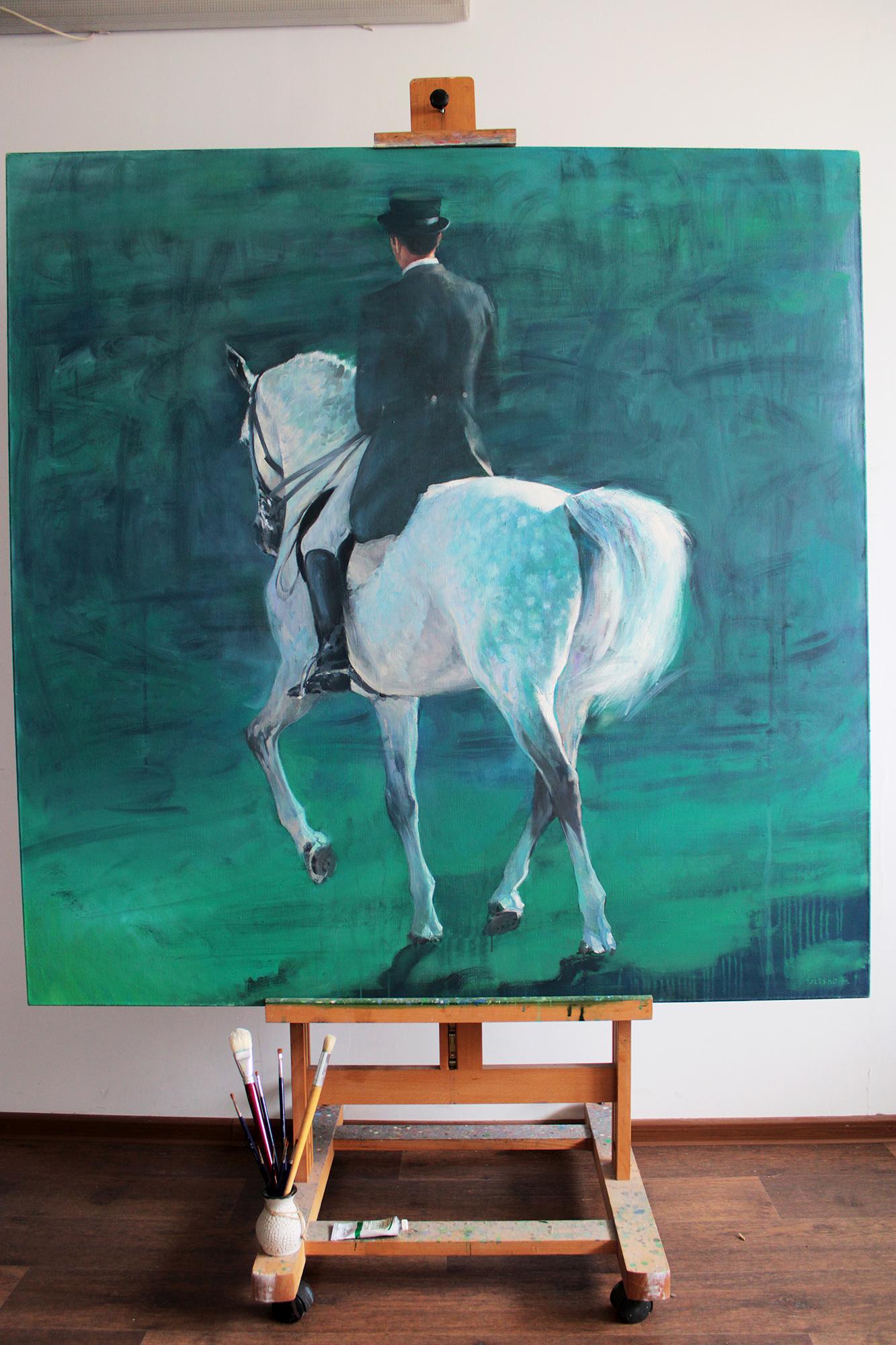 Emerald Shine Original Oil Painting with Hourse by Andrei Sitsko For Sale 1
