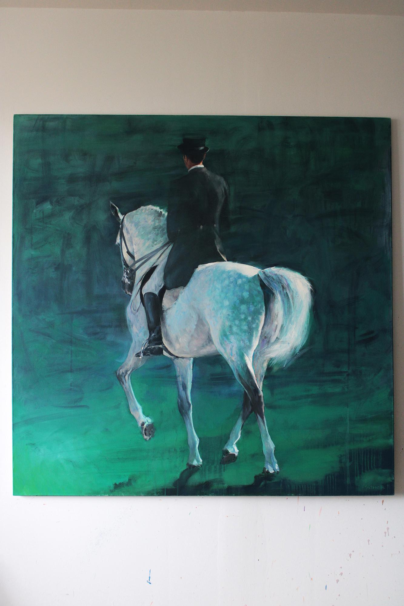 Emerald Shine Original Oil Painting with Hourse by Andrei Sitsko For Sale 2