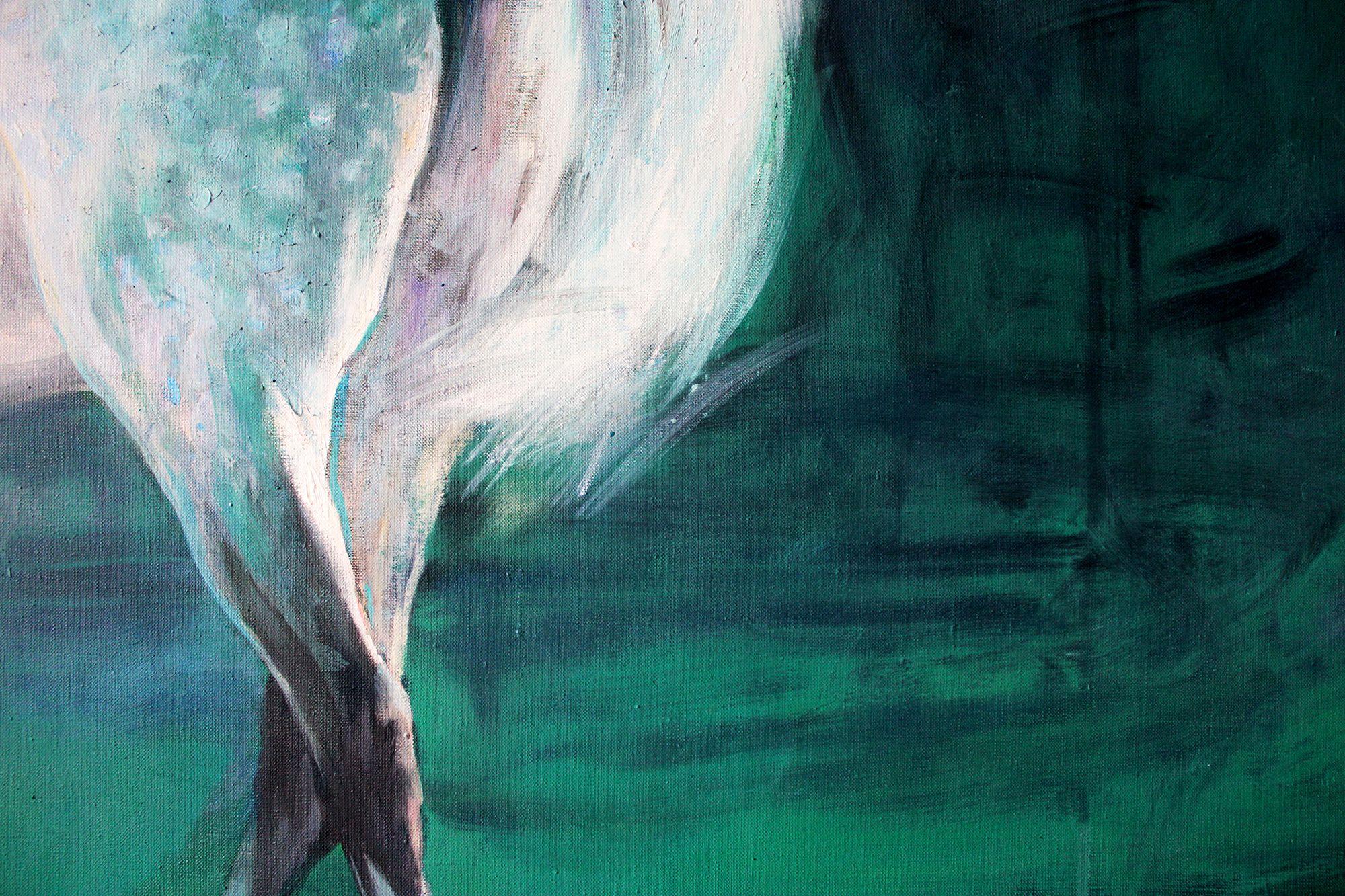 Emerald shine, Painting, Oil on Canvas For Sale 2
