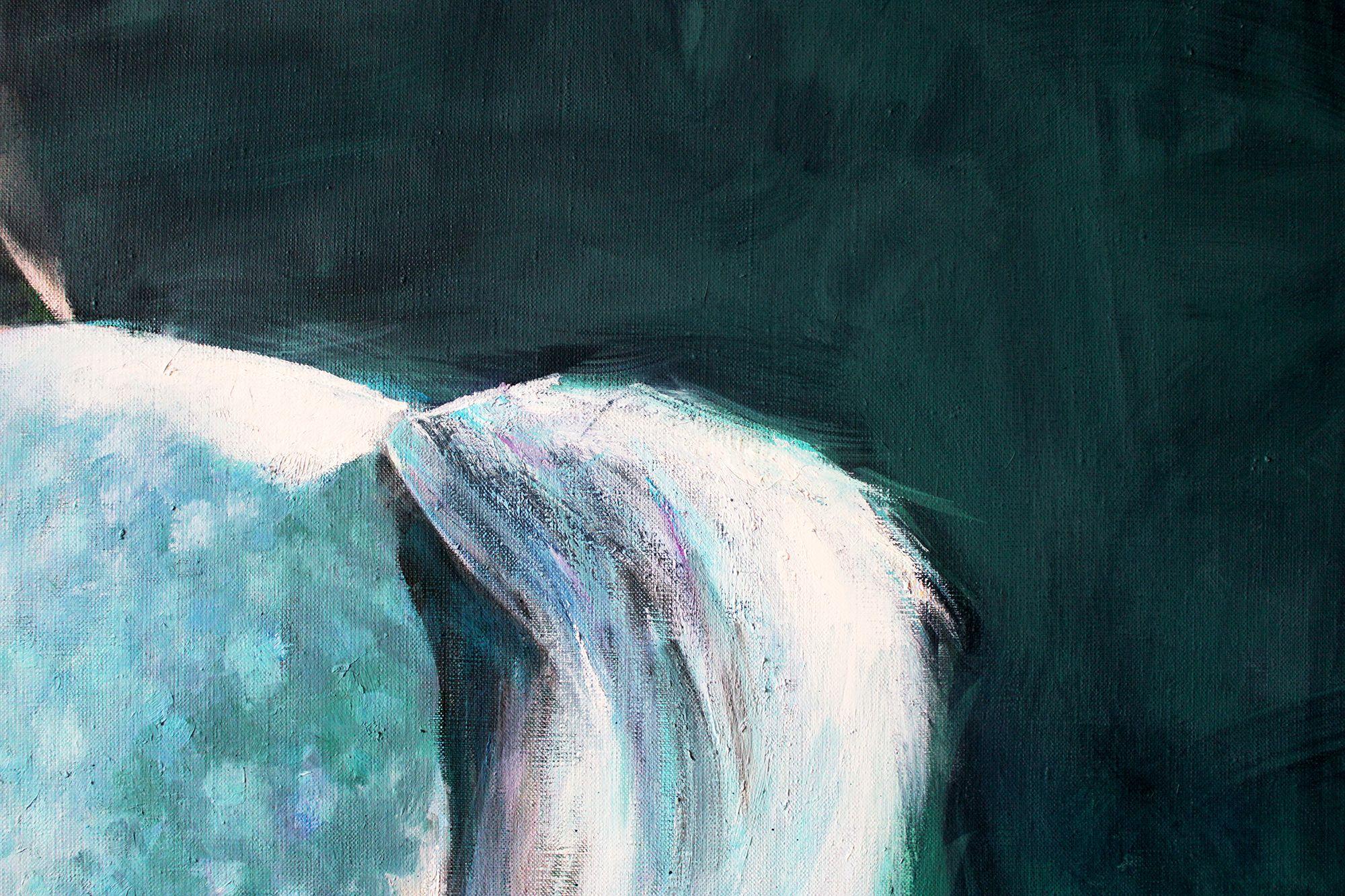 Emerald shine, Painting, Oil on Canvas For Sale 3