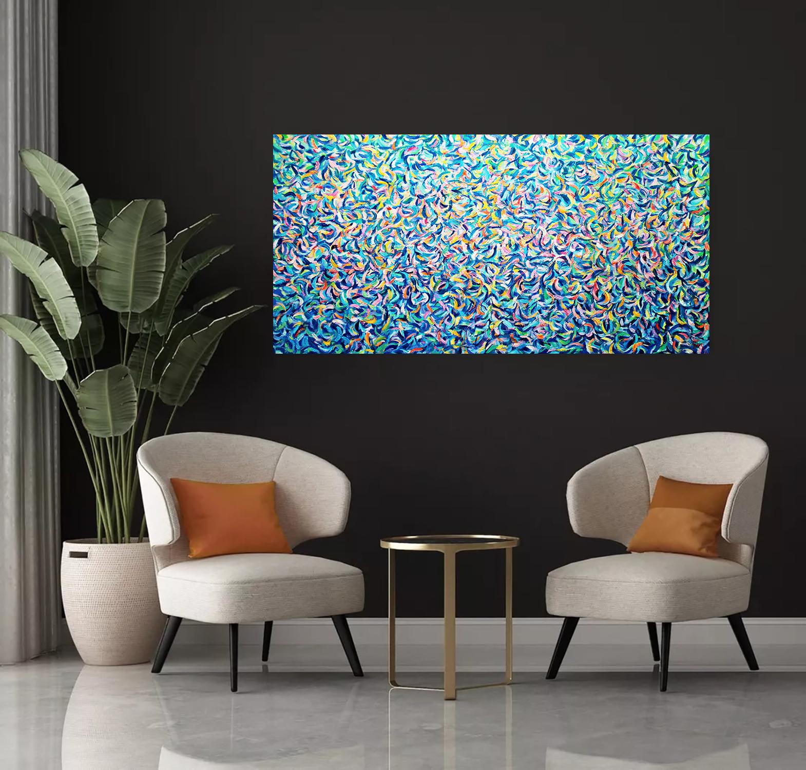Luci della sera. Lago di Garda. - Abstract Painting Blu di Andrei Sitsko