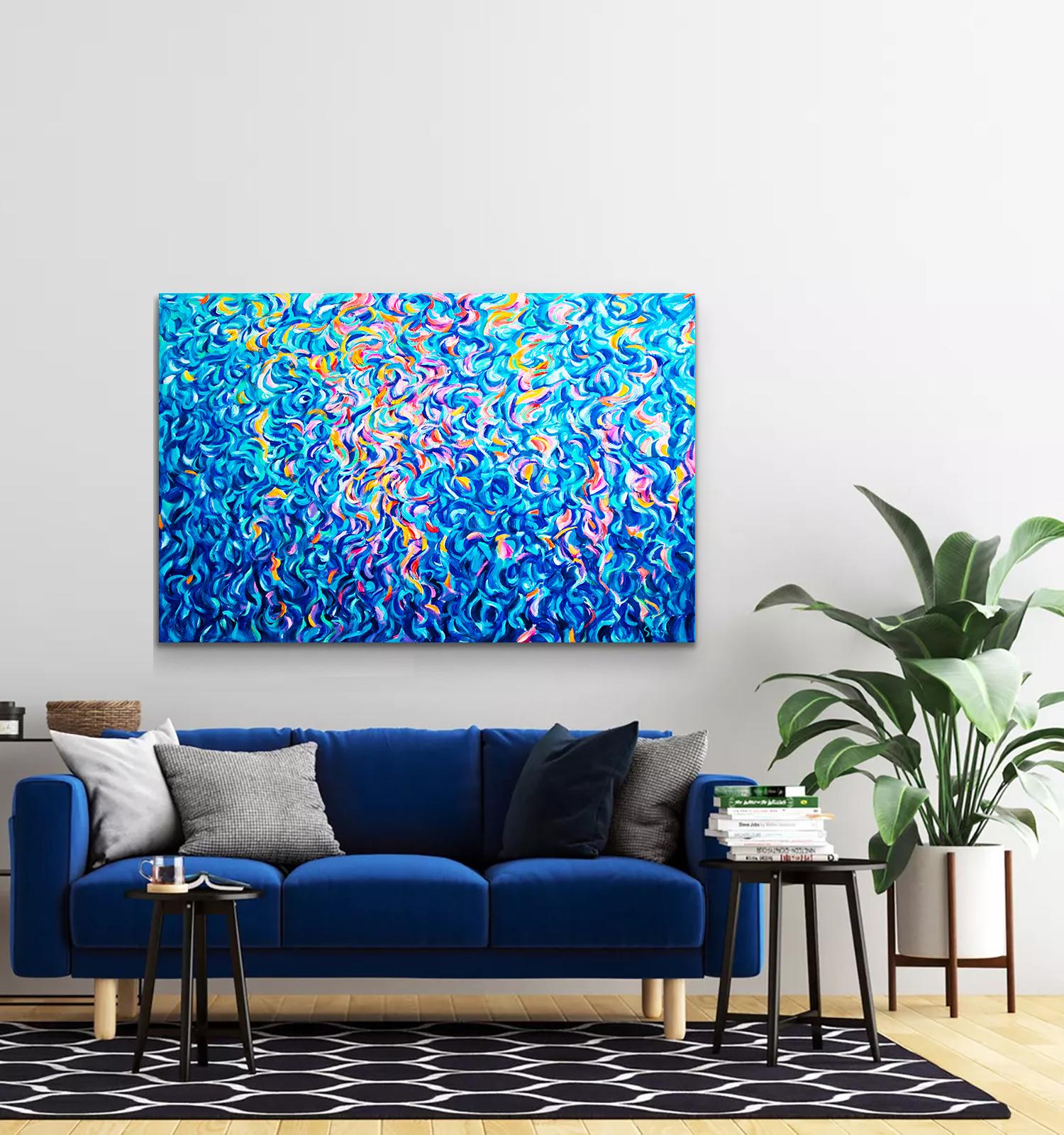 Evening lights. Lago di Garda. Italy. - Abstract Expressionist Painting by Andrei Sitsko