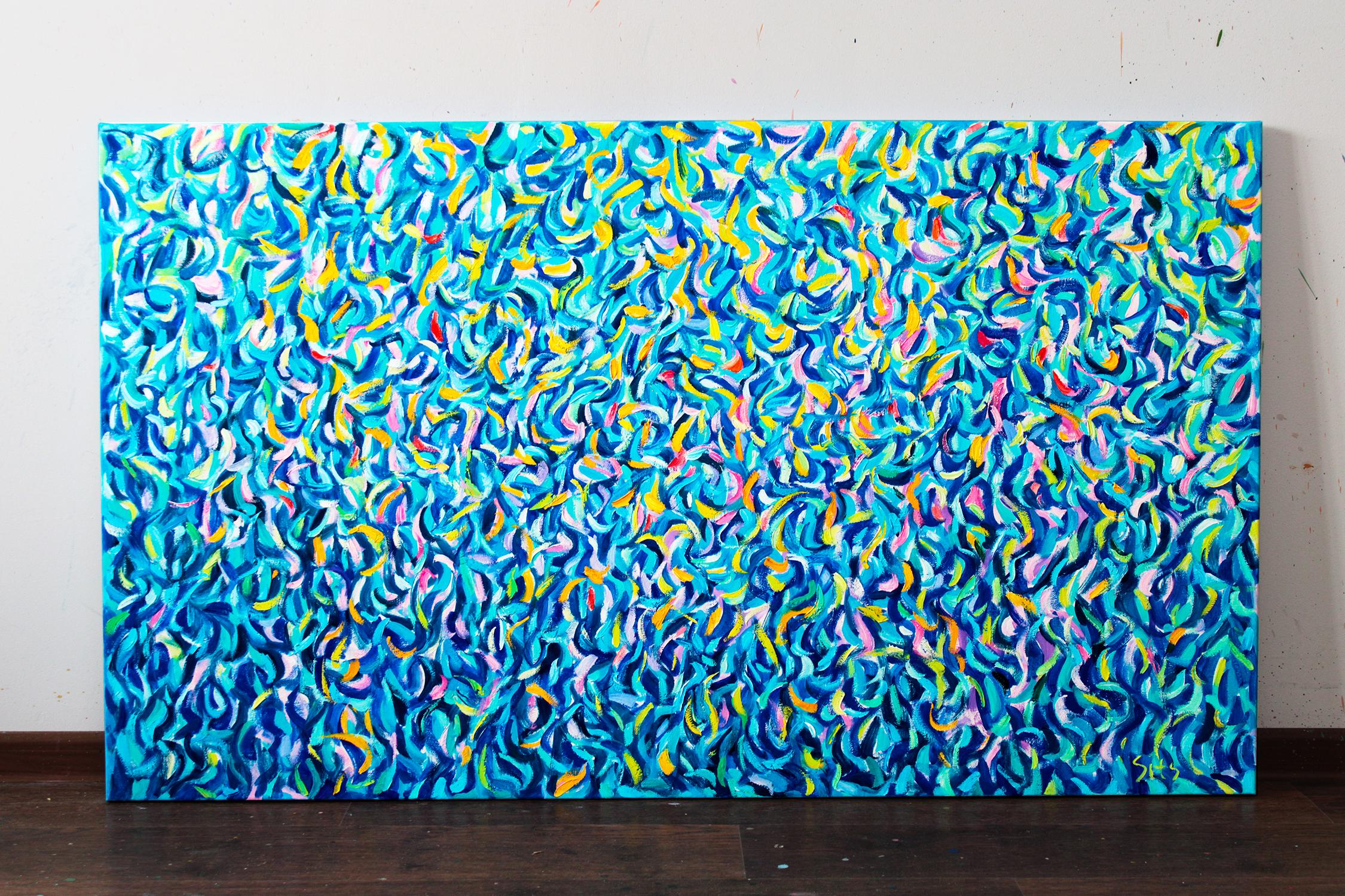 Abendliche Reflexion. Lago di Garda. Italien. (Blau), Abstract Painting, von Andrei Sitsko