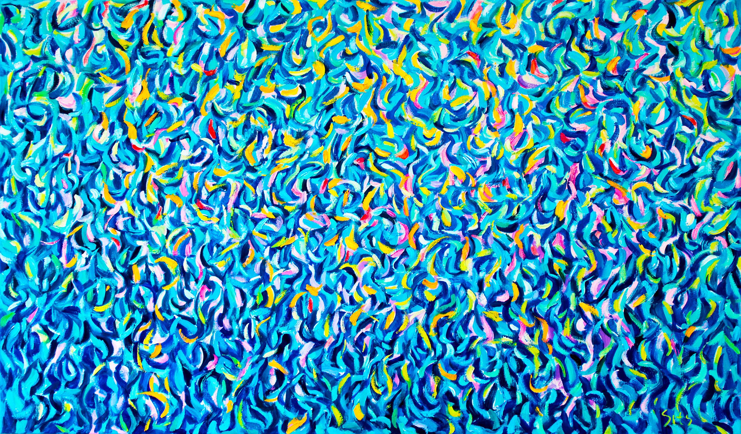 Andrei Sitsko Abstract Painting – Abendliche Reflexion. Lago di Garda. Italien.