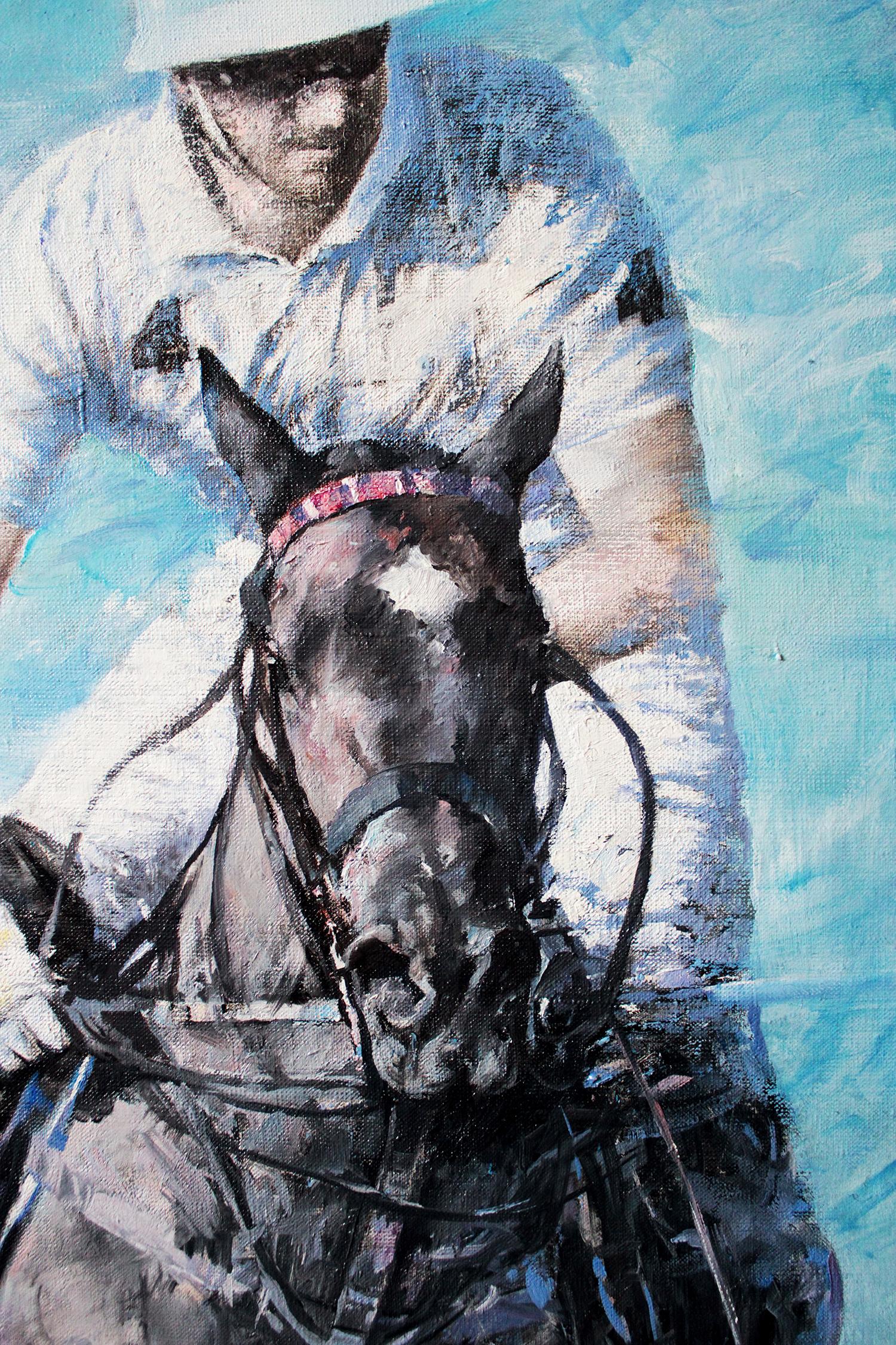 Questo quadro è dedicato al coraggio, alla forza e alla bellezza. Uomini e cavalli, interazione e amore. Un colore potente e sobrio.
- Tela di lino, colori a olio di alta qualità.
- Sono stati applicati due strati di vernice lucida protettiva che