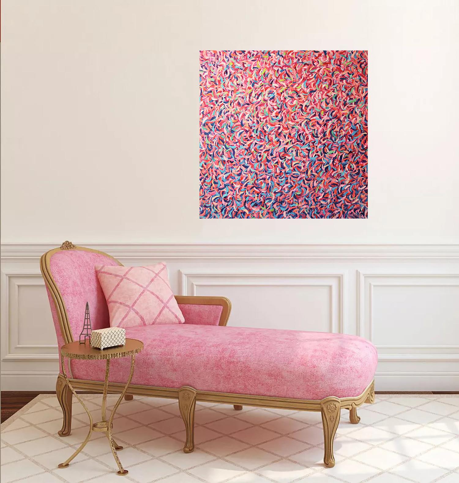 Pink leaves - Abstract Impressionist Painting by Andrei Sitsko
