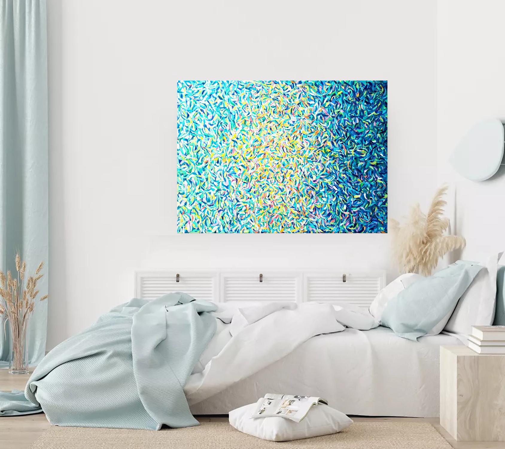 Reflection in the water. Lago di Garda. - Blue Abstract Painting by Andrei Sitsko