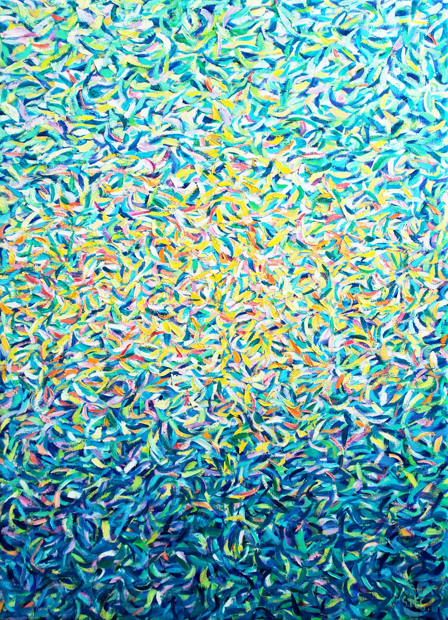 Andrei Sitsko Abstract Painting - Reflection in the water. Lago di Garda.