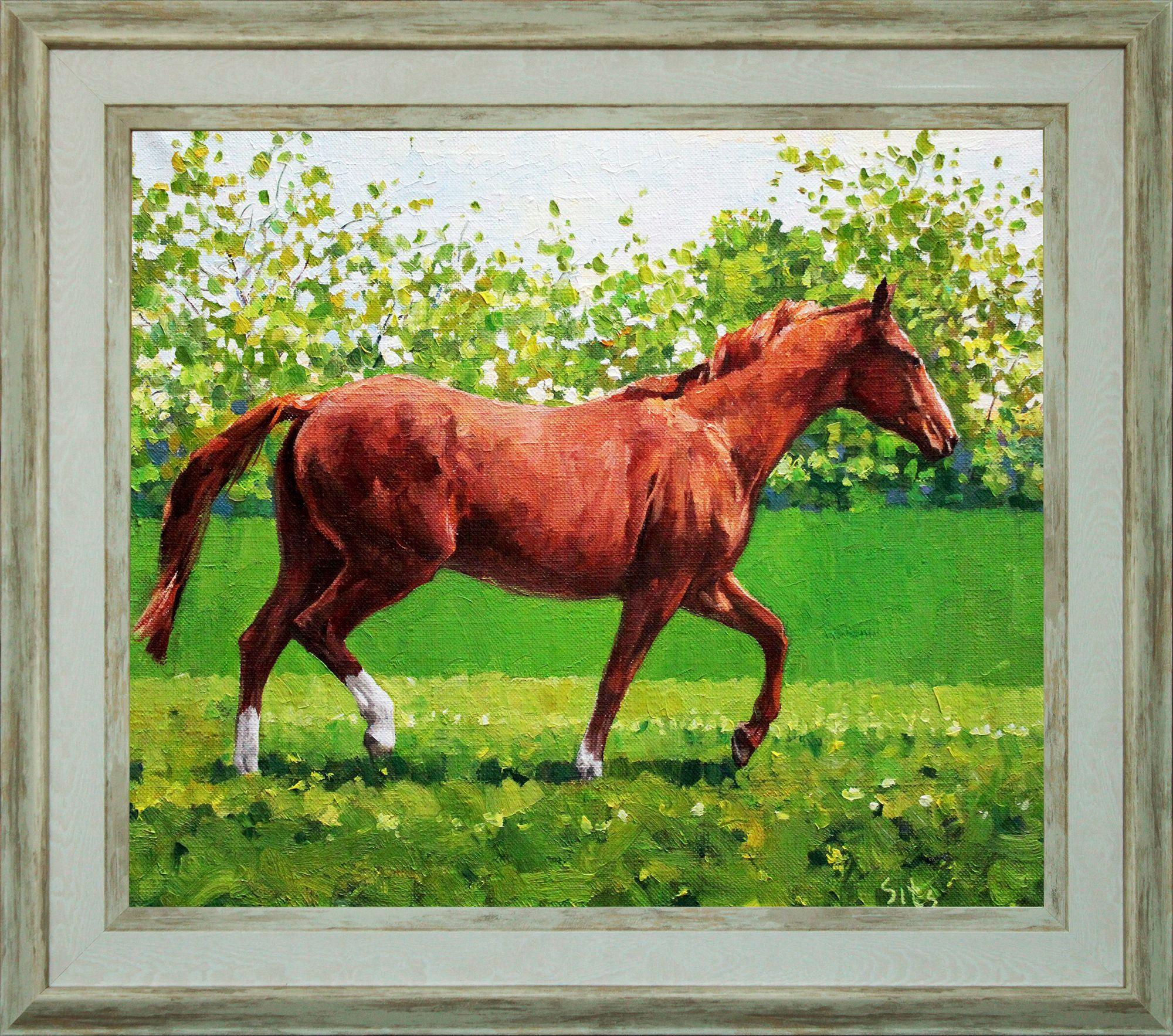 Running X, peinture, huile sur toile - Impressionnisme Painting par Andrei Sitsko