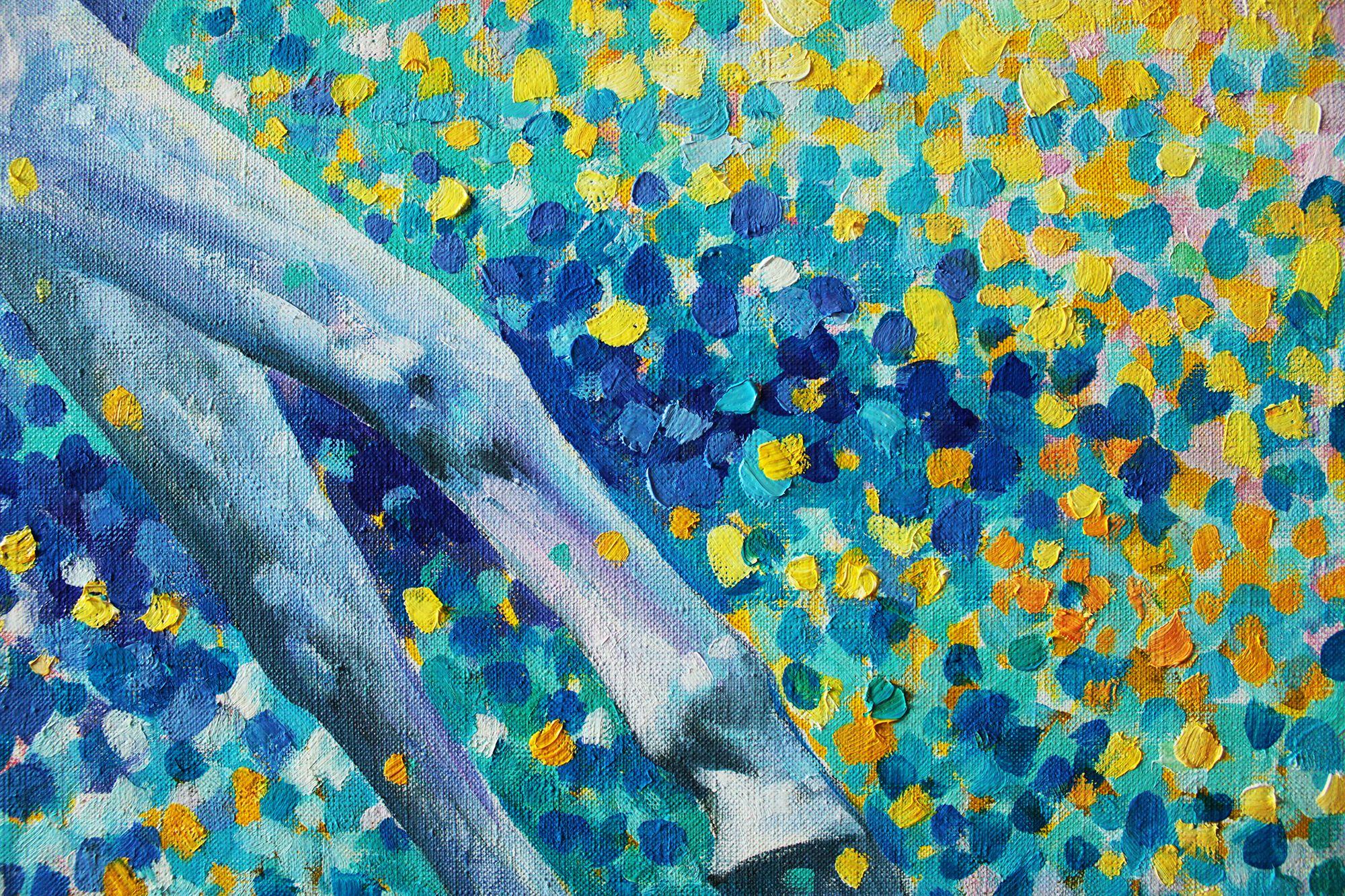 Sun splashes. Golden sand series., Painting, Oil on Canvas For Sale 3